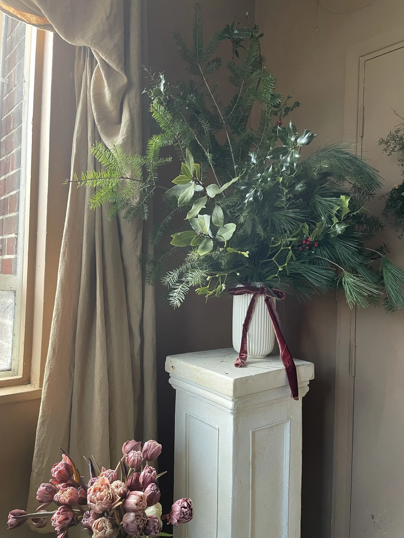 Large Vase of Festive Foliage