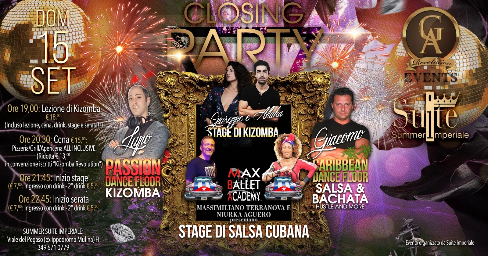 ...una festa si chiusura che si preannuncia esplosiva! Summer Suite - Domenica 15.09.2019 - Tanta Kizomba... e in pista Caribbean, ospite la Max Ballet!!!