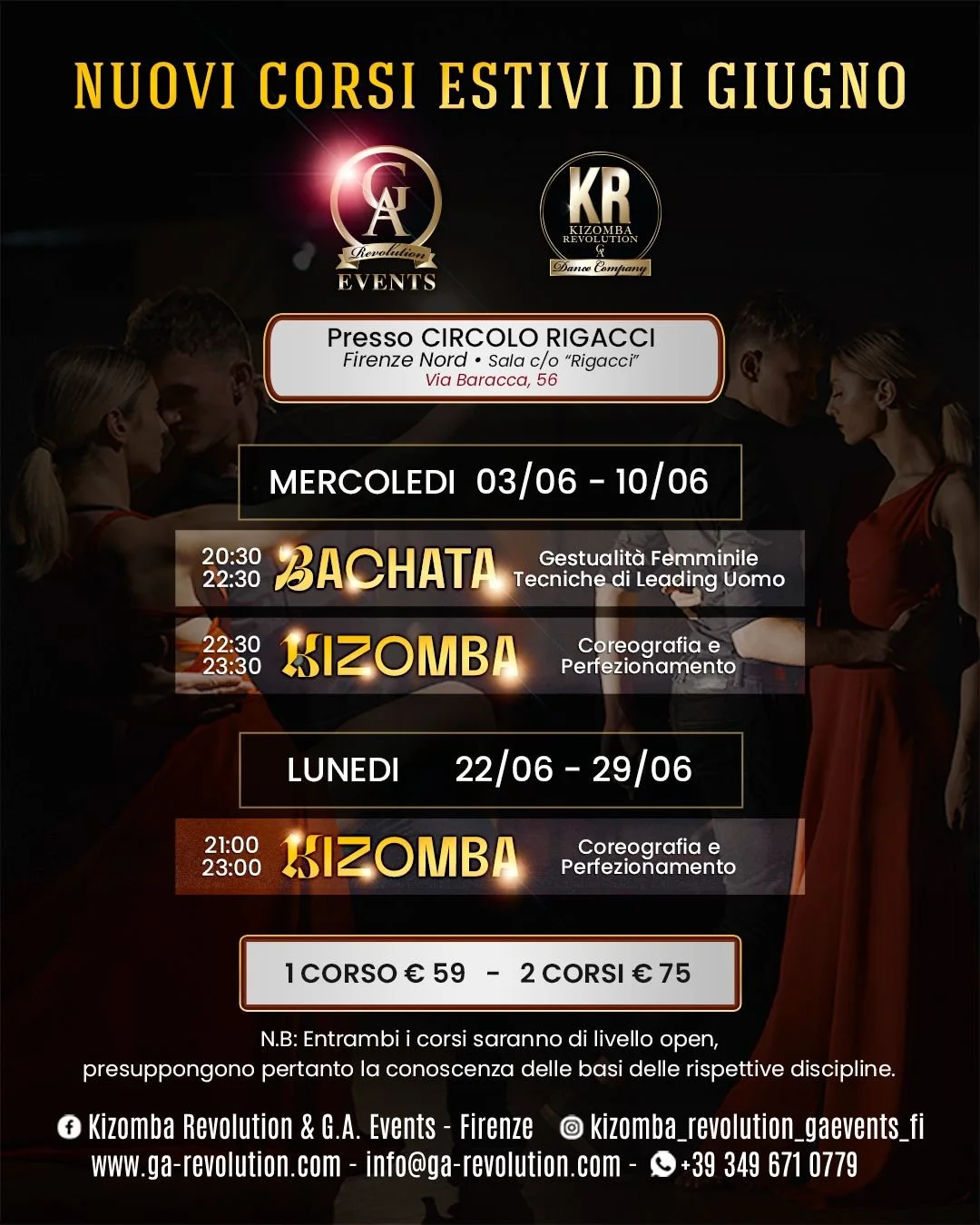 ...Nuovi Corsi Estivi Giugno 2026: Coreografico Kizomba, Perfezionamento, Gestualità, Bachata... what else?  4 Appuntamenti da non perdere!