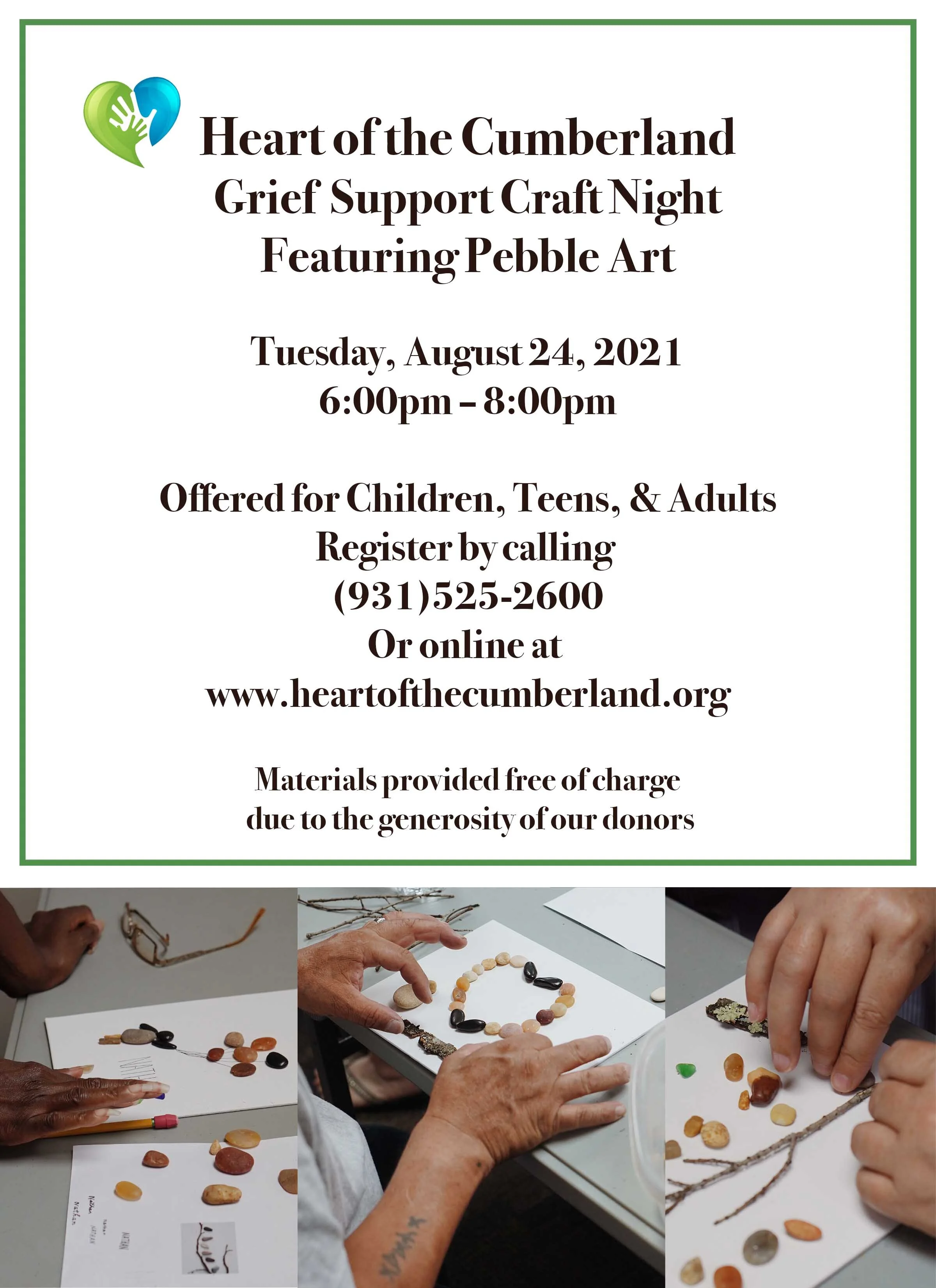 Heart of the Cumberland Grief Support Craft Night Featuring Pebble Art