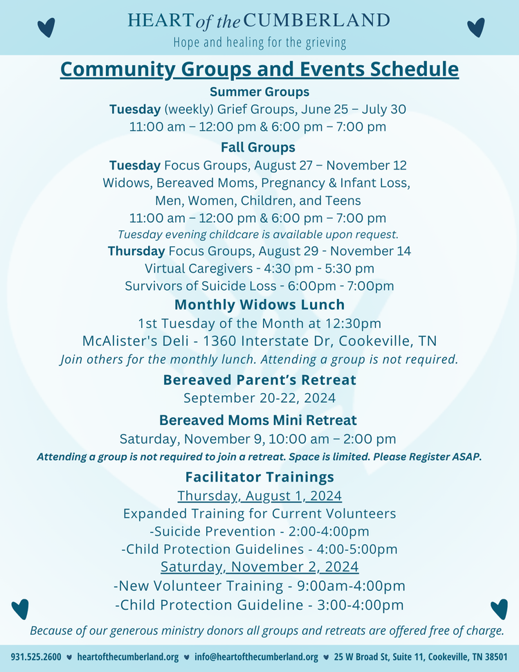 Community Groups & Events Summer & Fall 2024