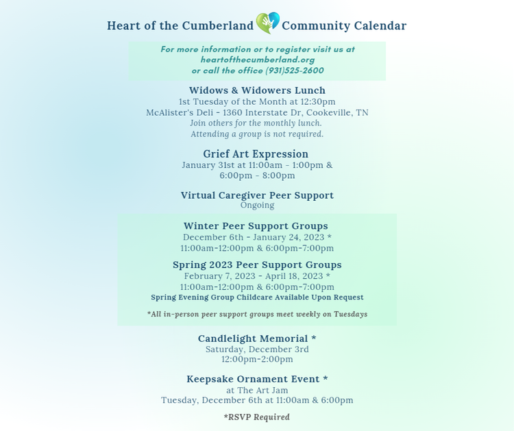 Winter 2022 - Spring 2023 Groups & Events
