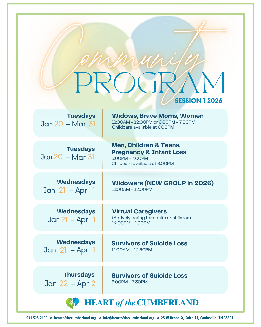 Community Program Schedule - Session 1 2026 