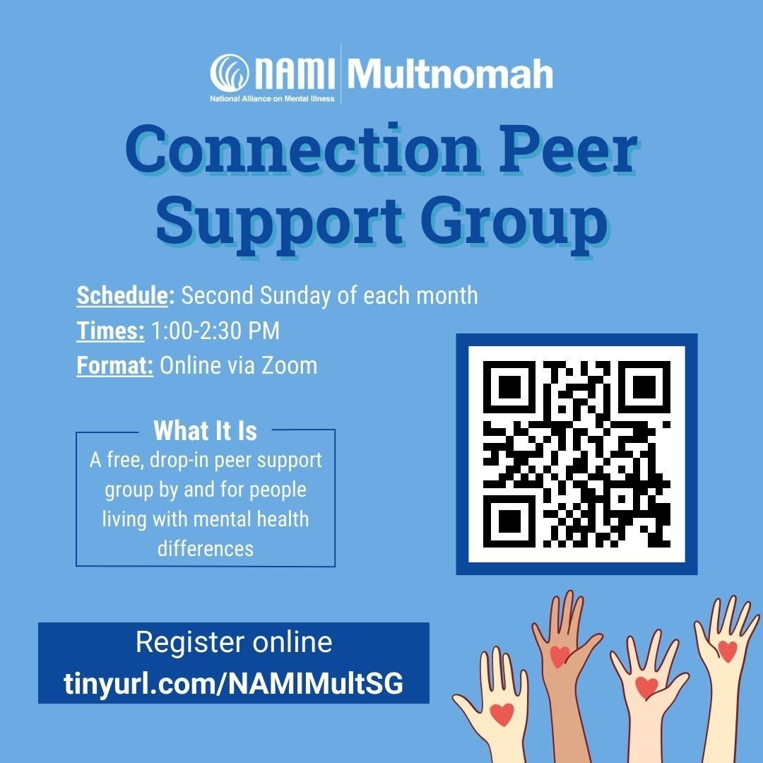 🚨 Schedule change alert! 🚨 

Our Connection Peer Support Group is shifting back one hour! The group will now meet 1:00-2:30 PM. Everything else remains the same!

🔹 Schedule: Second Sunday of each month
🔹 Time: 1:00-2:30 PM
🔹 Format: Online via 