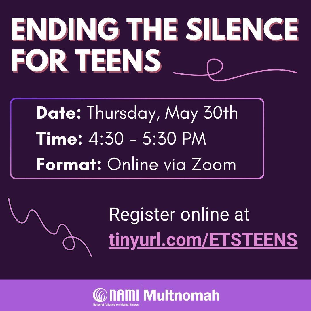 May is Mental Health Awareness Month, and we're excited to announce two upcoming presentations on youth mental health! One presentation will be open to all high-school-age youth in the community, and the other presentation will be for parents and fam