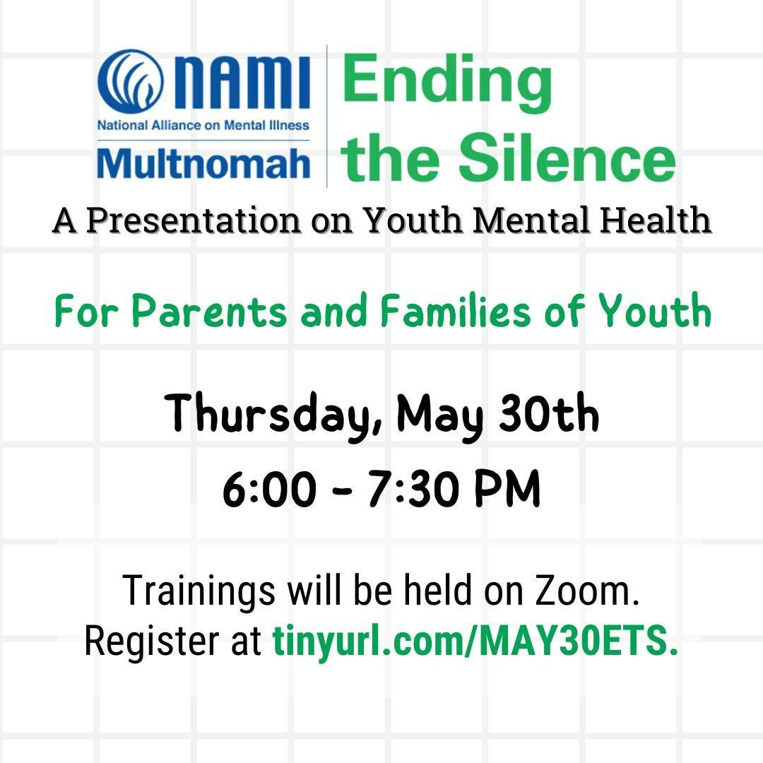 Join us for a training on youth mental health that includes information about warning signs, facts and statistics, steps to early intervention, tips on how to reach out and respond, and first hand experience from a young adult who lives with a mental