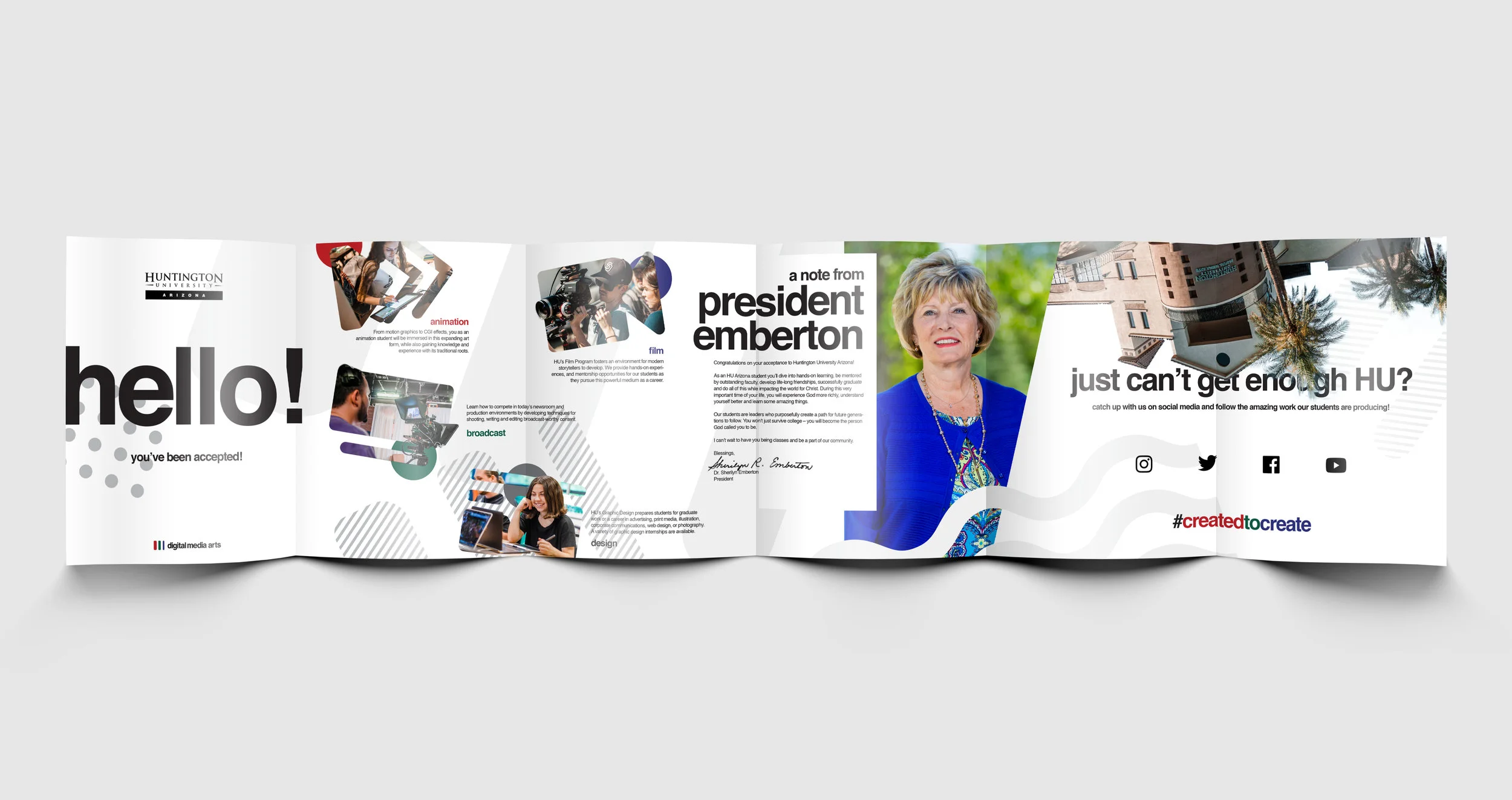  Multi-fold, university program specific, acceptance piece. 