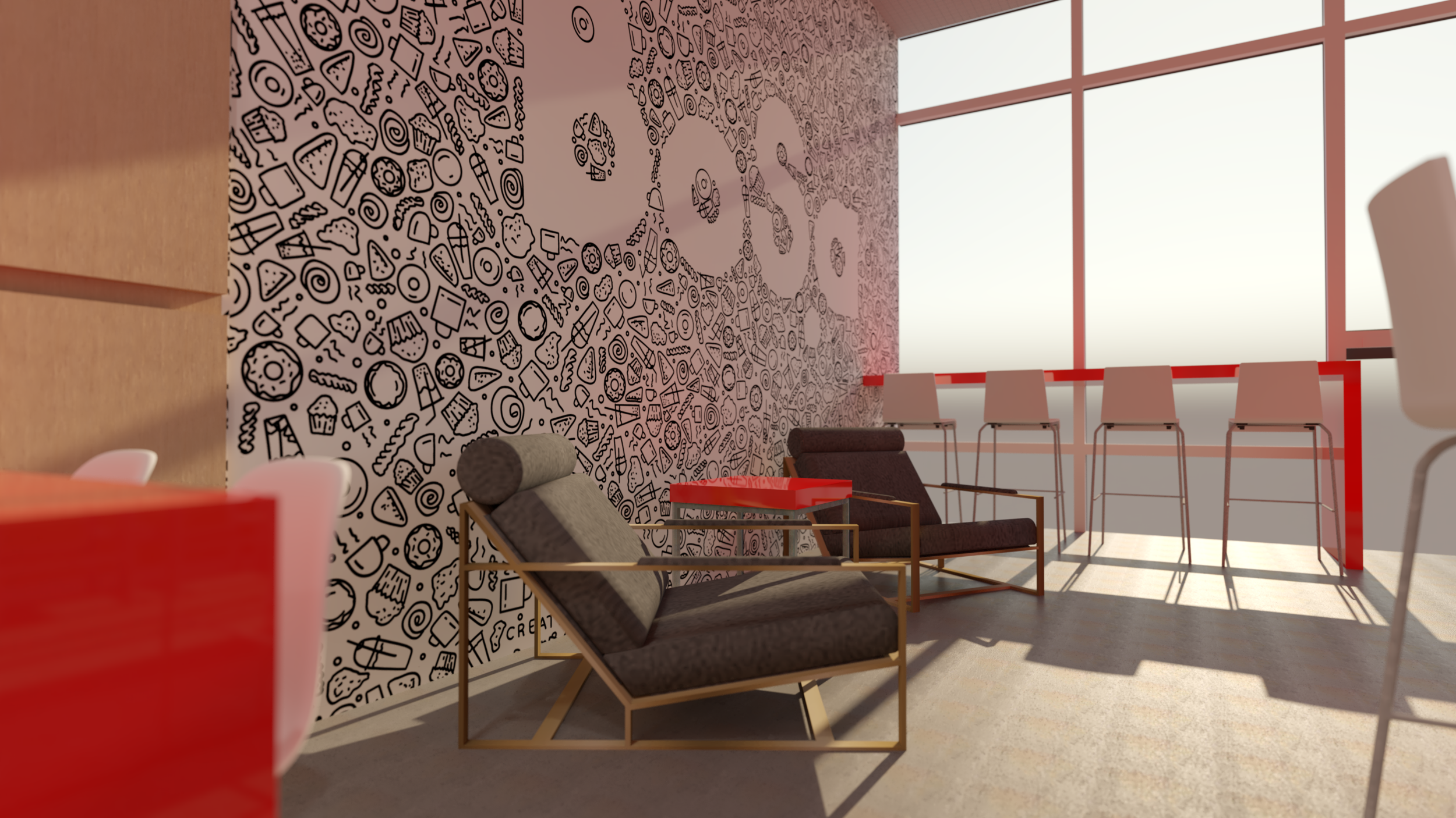  Digital illustrated mural. 