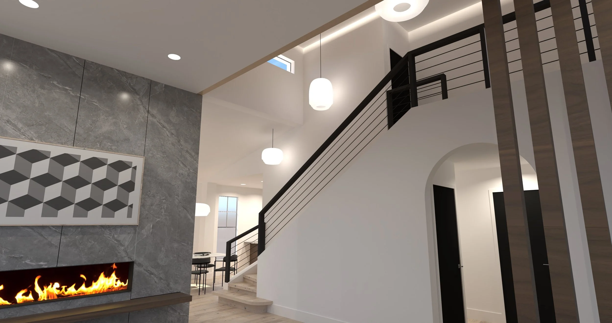 Great Room - Stairs & Fireplace Surround