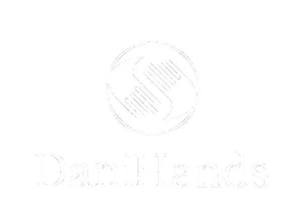 Logo of two hands reaching towards each other within a circle, with the text 'DaniHands' below.