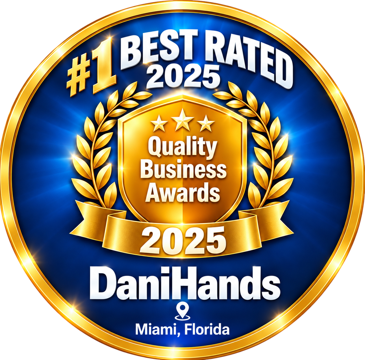 DaniHands #1 Best Rated 2025 Quality Business Awards badge in Miami, Florida