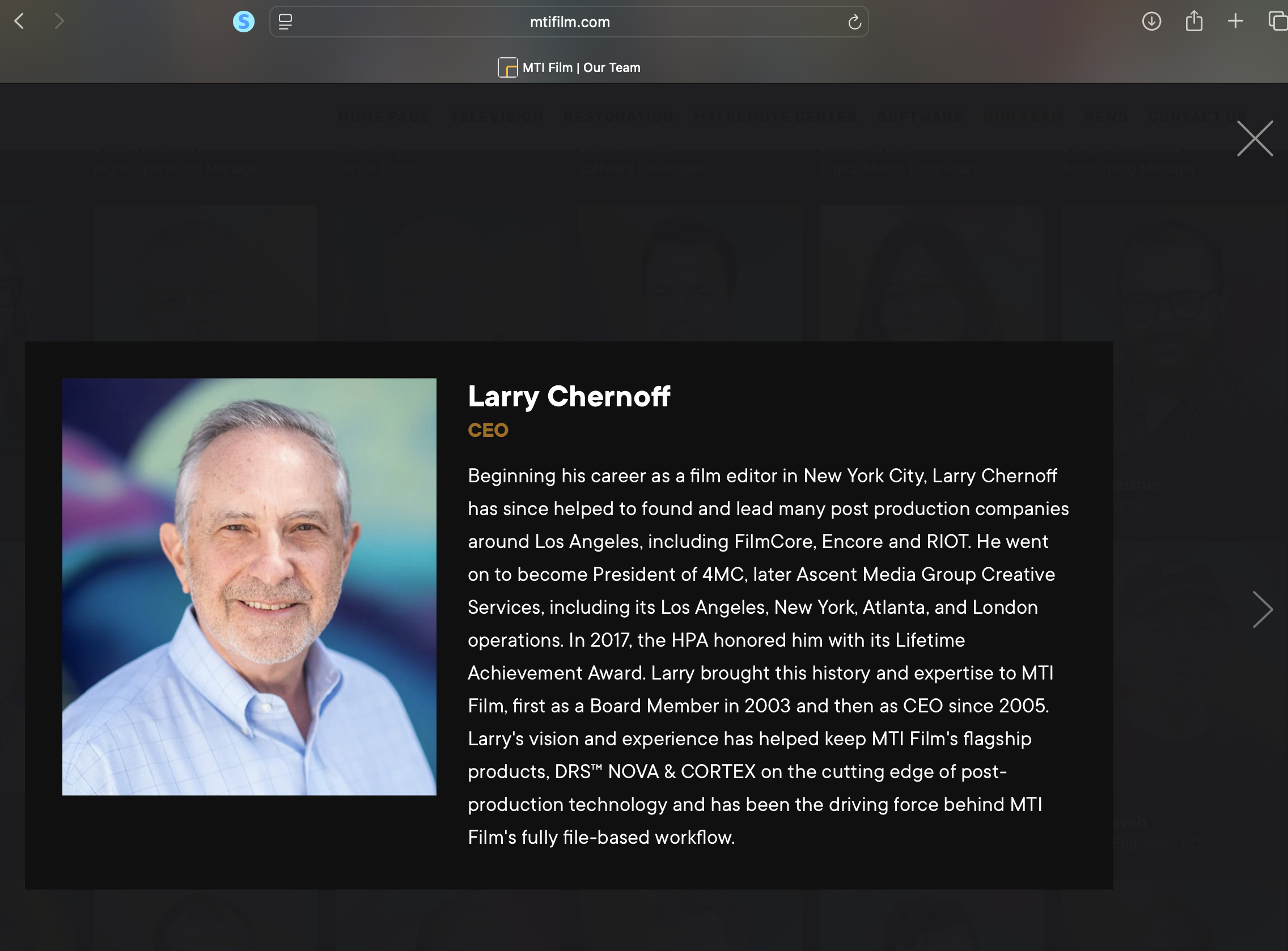 Corporate headshots and executive portraits for MTI Film, a leading post-production and restoration company in Los Angeles. This session focused on clean, modern portraits for web, press, and professional branding.