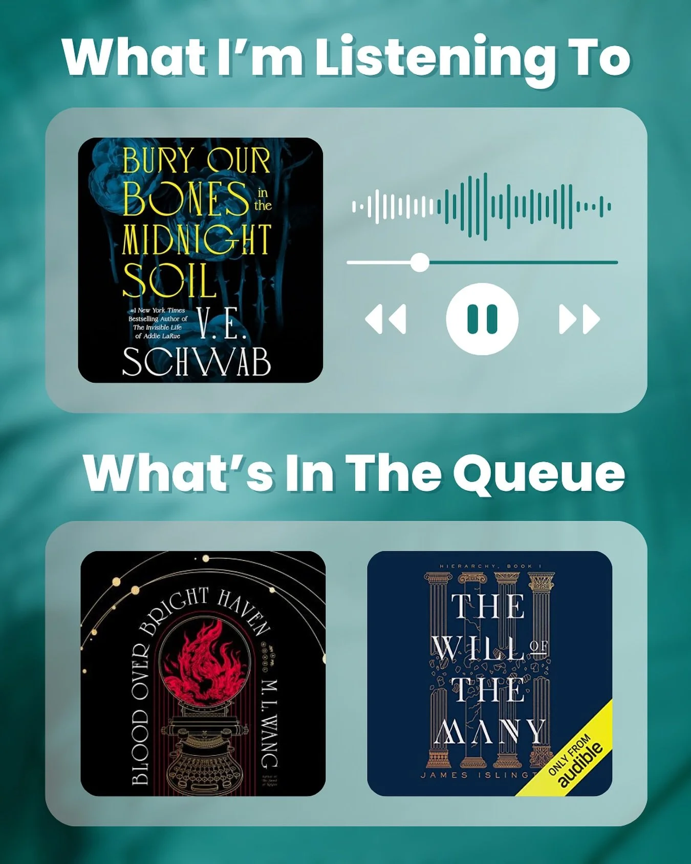 I started &ldquo;Bury Our Bones In The Midnight Soil&rdquo; by @veschwab earlier this month, and I&rsquo;m loving it so far 💙 What are you listening to?

#JuneIsAudiobookMonth #jiam #jiam2025 #PANA #PANApronarrators #audiobookstagram #audiobooks #au