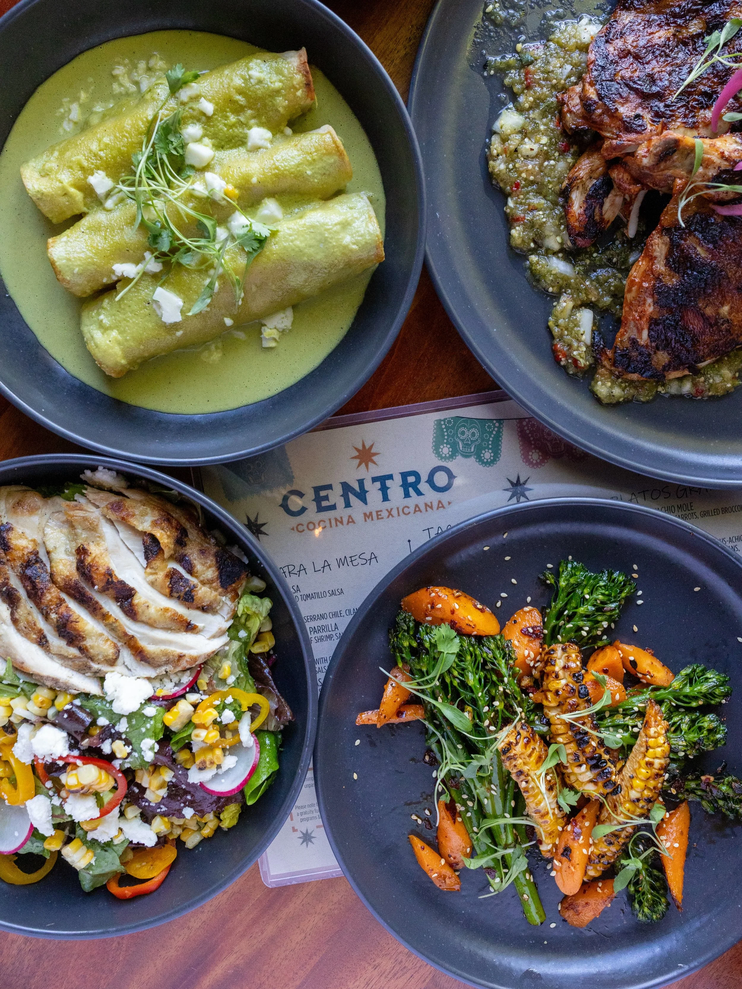 Gather around the table at Centro🔥
From Verduras Asadas with roasted seasonal vegetables + salsa macha to enchiladas verdes, wood grilled chicken, and bold flavors made for sharing, every dish brings a little heat, color, and comfort to the table.

