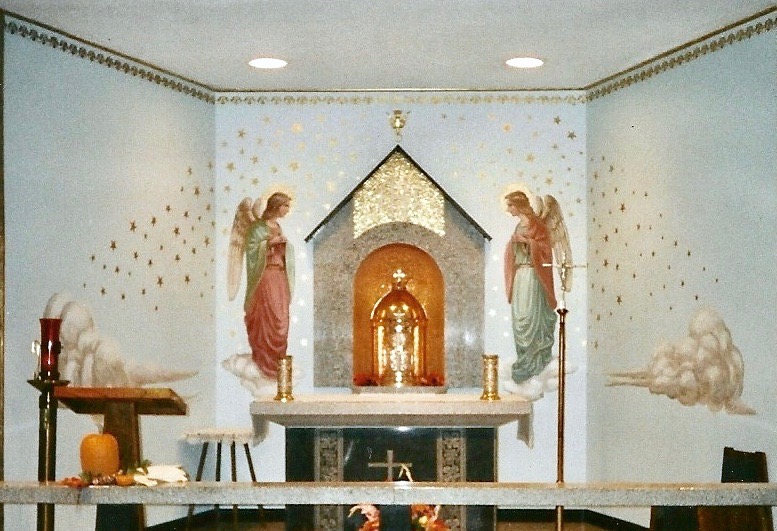 Tabernacle Mosaic Niche, Design Angel Murals, Our Lady of Miracles Catholic Church, Gustine, California, Lanzini