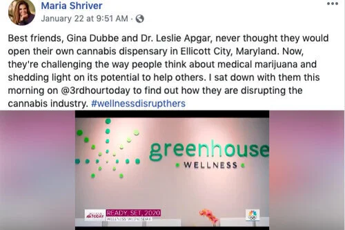 Mention on Maria Shriver's Personal FB Page