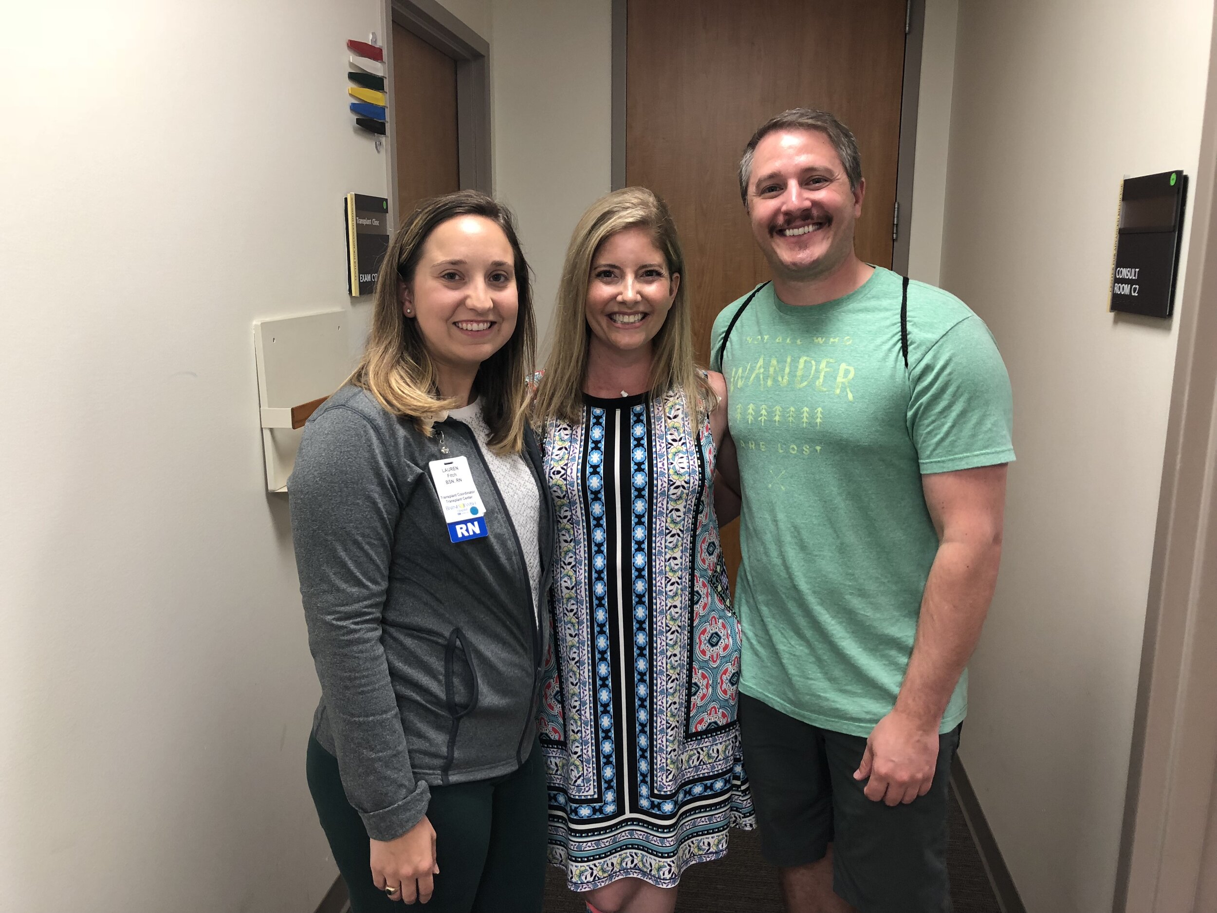 With transplant coordinator, Lauren Fitch and Noah 9.12.18 clinic appt..JPG