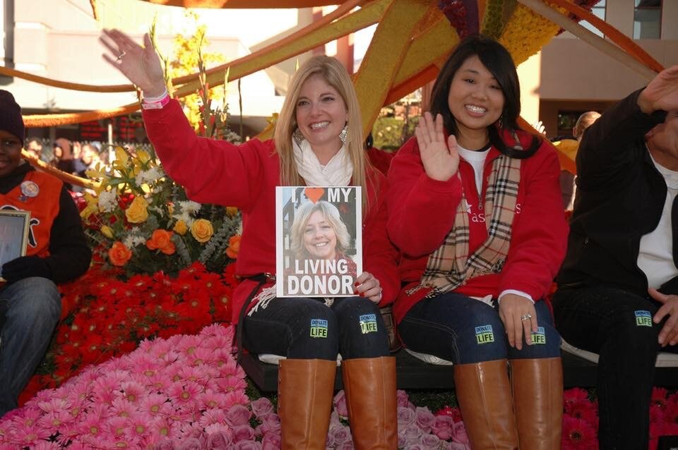 Riding on the Donate Life Float in the 2011 Rose Parade.JPG