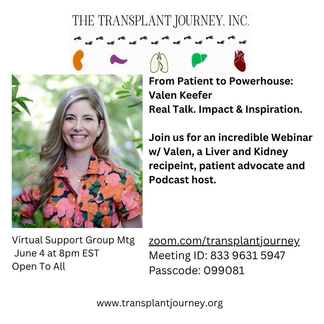 I&rsquo;m excited to be speaking at @thetransplantjourney&rsquo;s Virtual Support Group this Thursday, June 4th at 8 PM ET, about my PKD and transplant journey.

I&rsquo;ll be sharing what I&rsquo;ve learned as a 23-year post&ndash;kidney transplant 