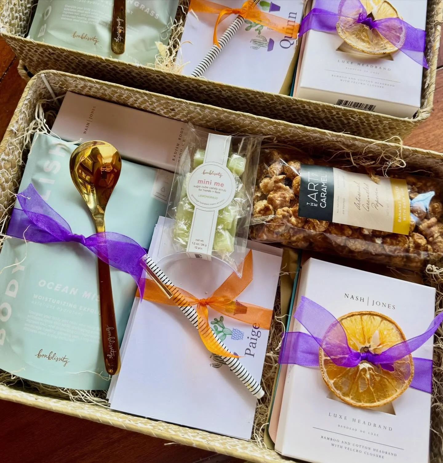 Thoughtful gifting, elevated ✨

Loved creating these beautiful seagrass self-care boxes for the amazing women at the Phoenix Suns office 🧡🏀

Each box was filled with handpicked relaxation essentials + personalized stationery to make every detail fe