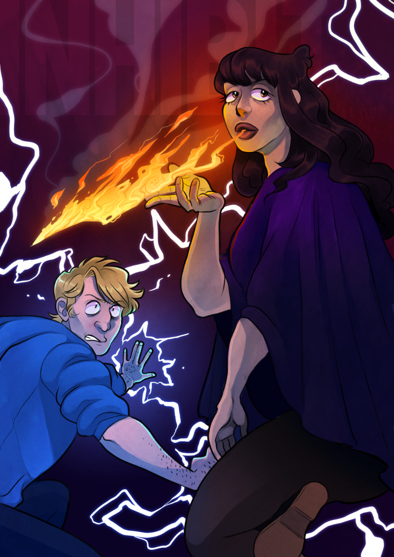  Guest art for Inhibit (www.inhibitcomic.com), a webcomic by Eve Greenwood.  June 2018. 