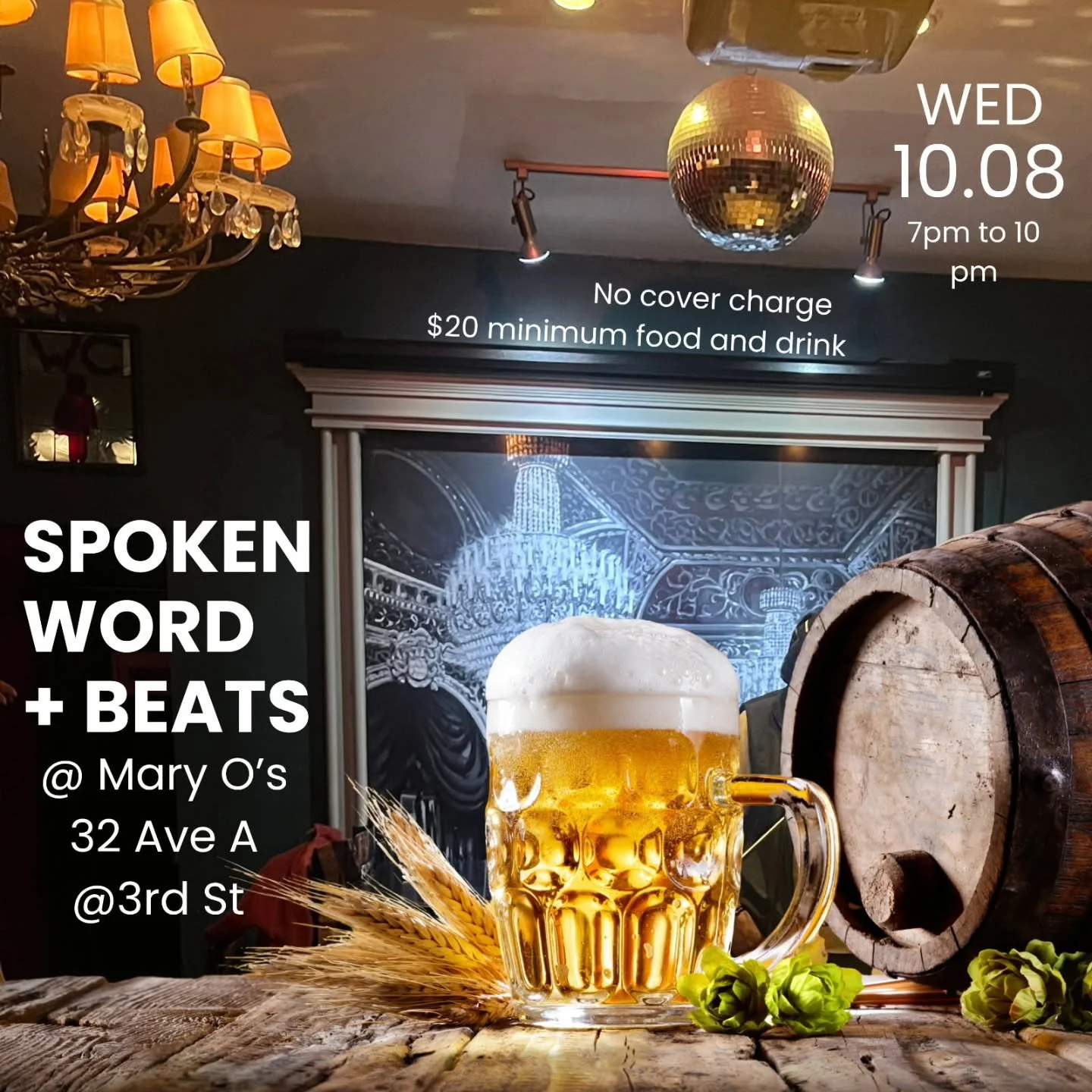 If you're in the NYC area and have nothing to do this Wednesday night, stop by Mary O's! I'll be reading a new short story I've been working on lately, just in time for Spooky Season. Hope to see you there!