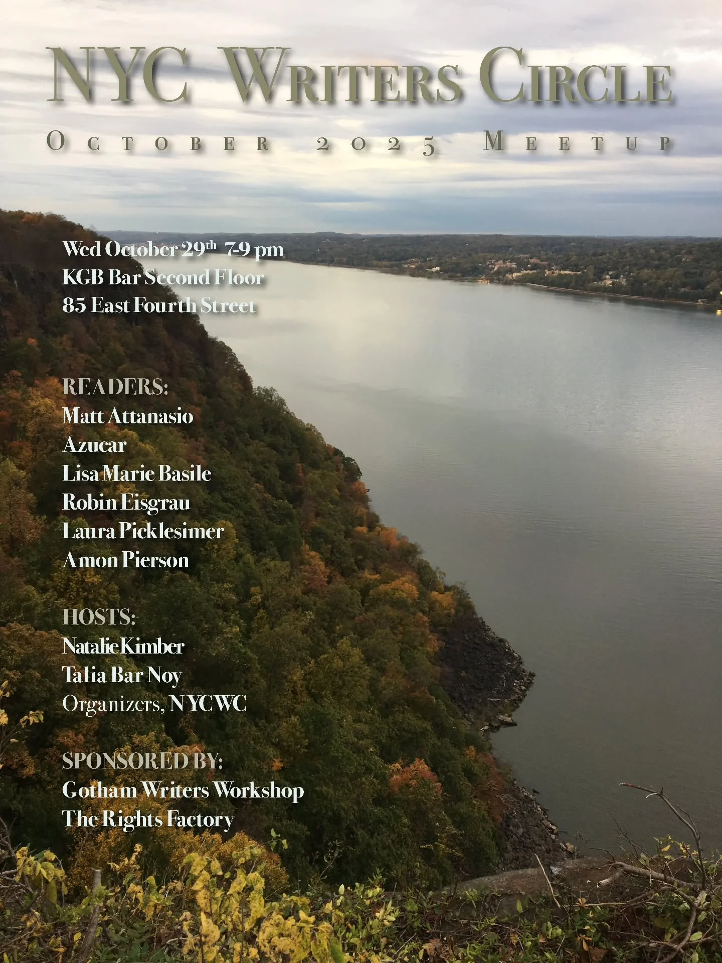 This Wednesday!

If you're in the NYC area Wednesday night, I hope you'll stop by KGB Bar for the latest @nycwriterscircle meetup. I'll be reading a spooky tale, perfect for closing out Spooky Month.

Hope to see you there!