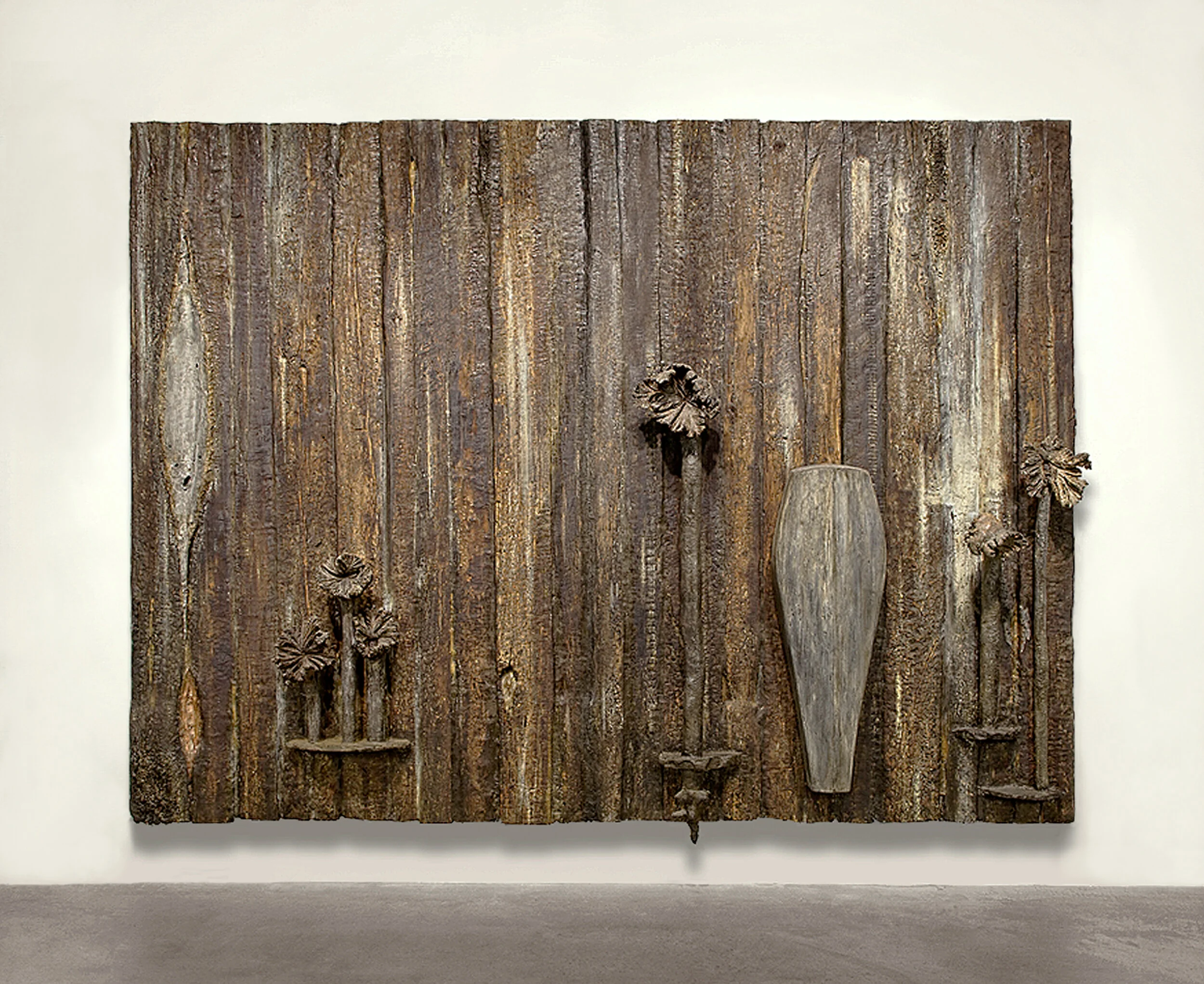  Under Strange Skies, 1988 Mixed media on wood with lead coffin 91” x 124” x 13” 
