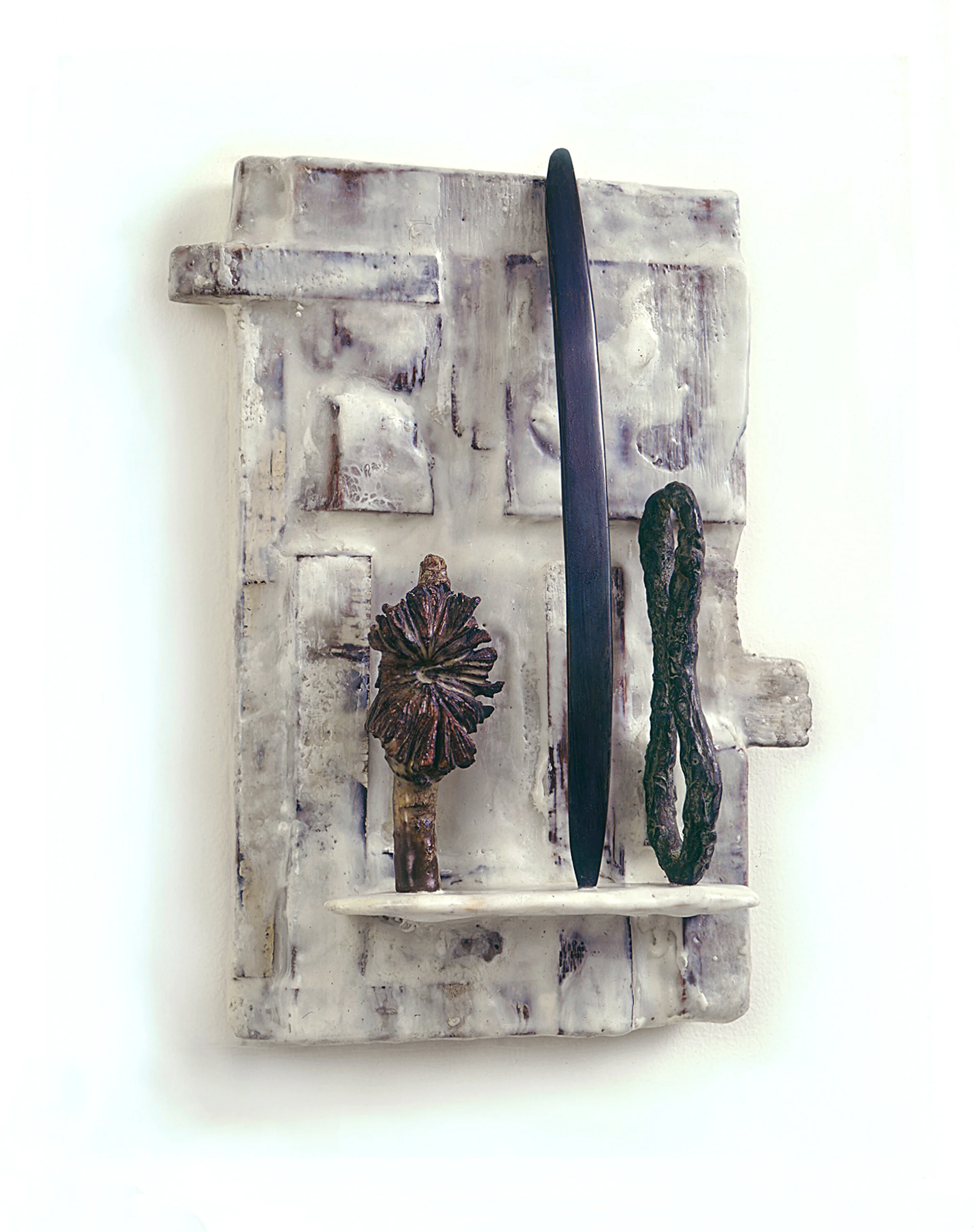  Relics, 1991 Encaustic, wood, bronze and steel 12” x 10” x 3” 