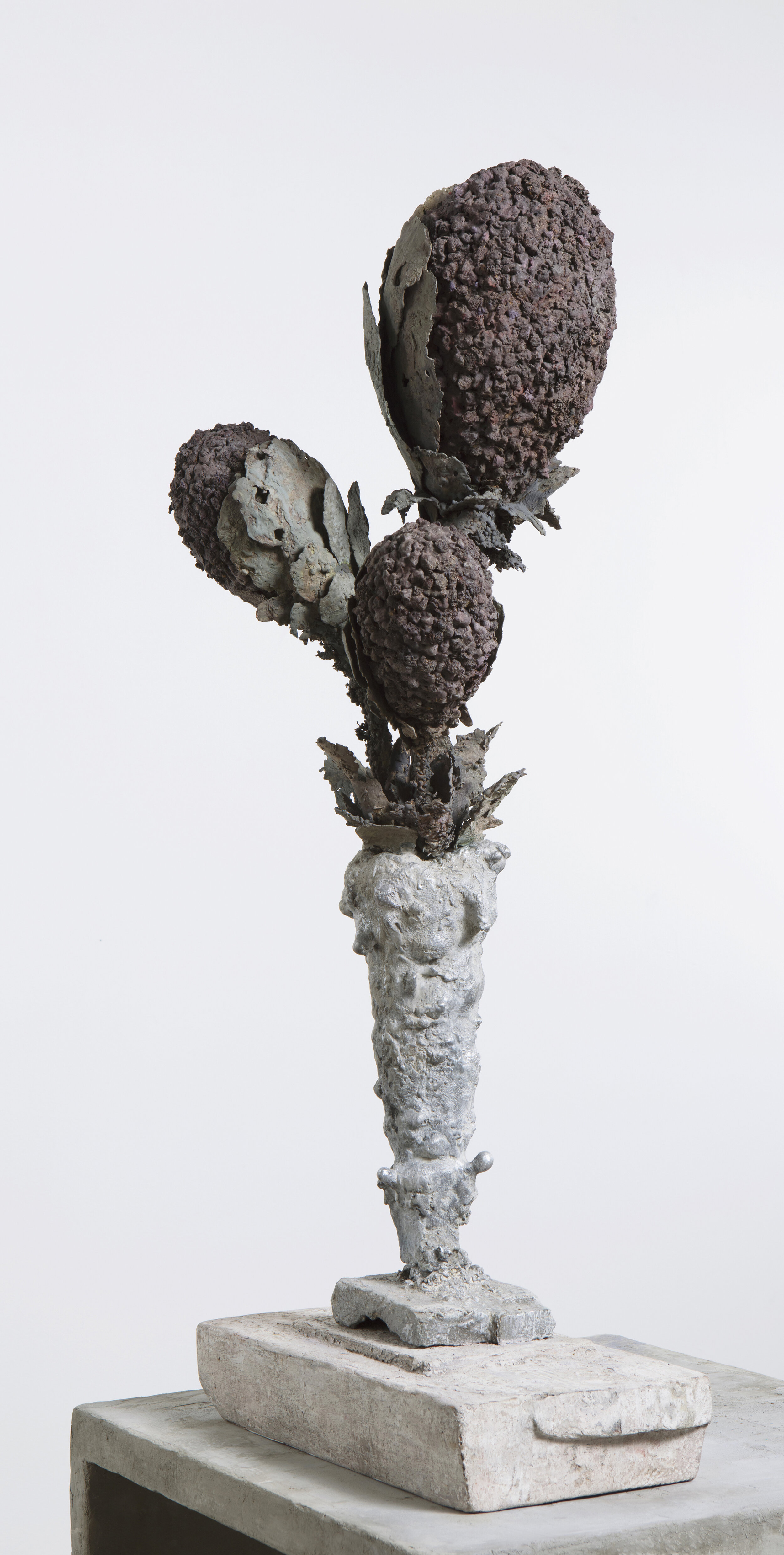  Heavy Weather (angle), 2019 Bronze, aluminum, resin, styrene foam, lava stone, wood and pigment 44” x 14” x 20” 