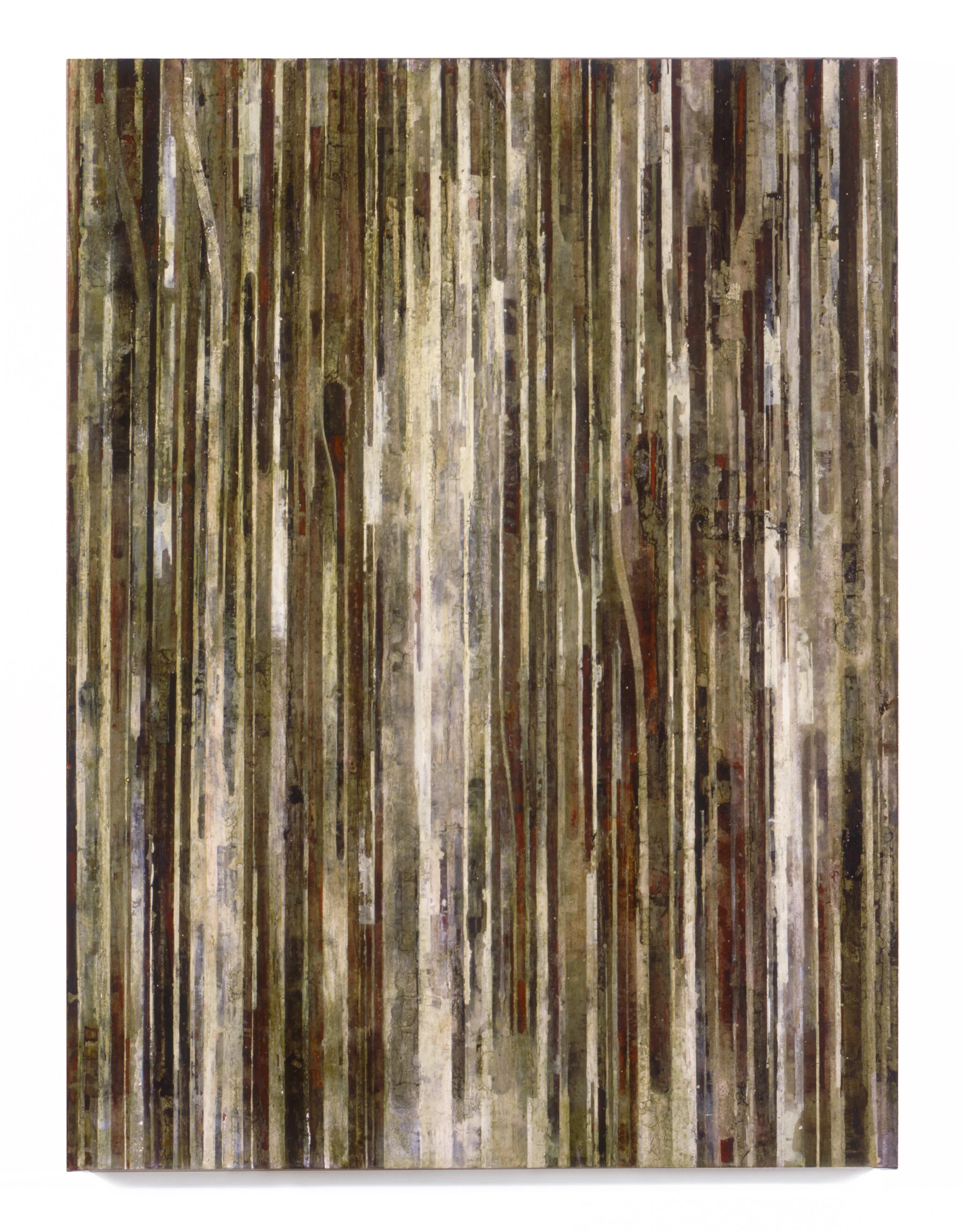  Fieldmarks V, 1993 Acrylic ink, watercolor and asphaltum on vellum, on linen, on wood panel 24” x 18” 