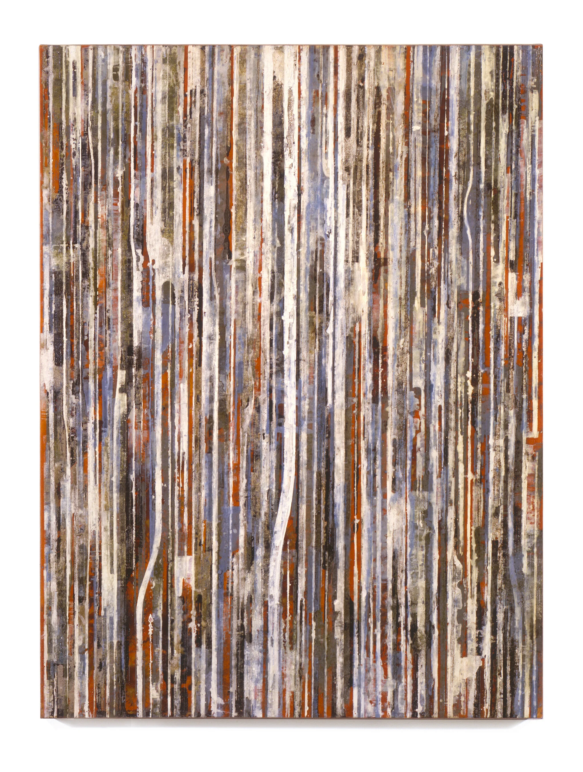  Fieldmarks VII, 1993 Acrylic ink, watercolor and asphaltum on vellum, on linen, on wood panel 24” x 18” 