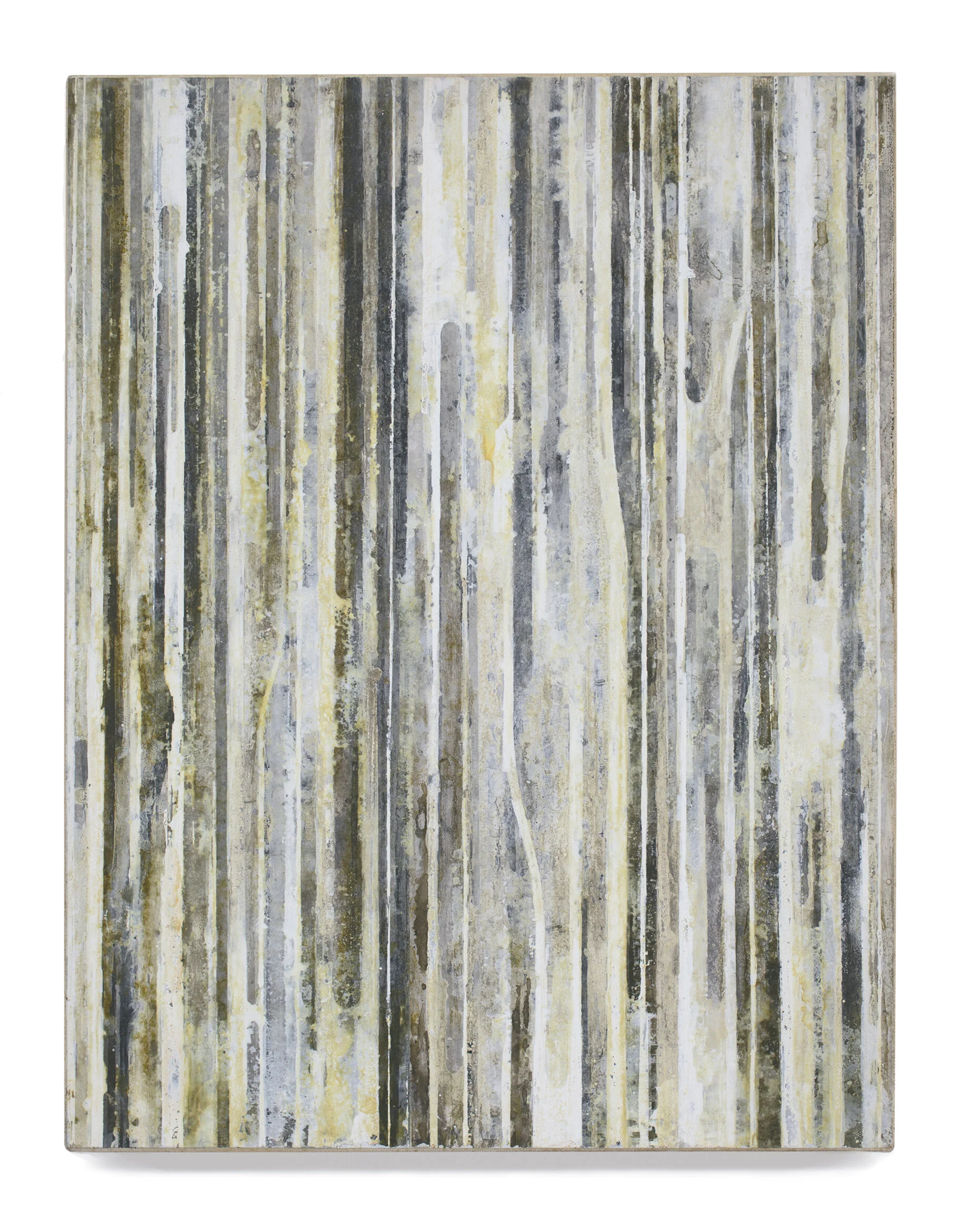  Fieldmarks 9, 1993 Acrylic ink, watercolor and asphaltum on vellum, on linen, on wood panel 11” x 8.5” 