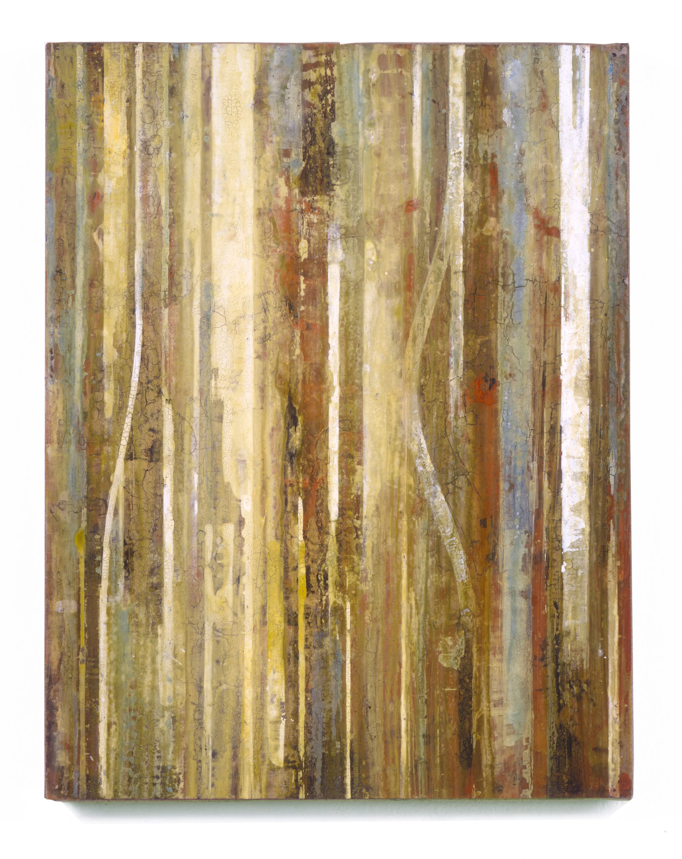 Fieldmarks 26, 1994 Acrylic ink, watercolor and asphaltum on vellum, on linen, on wood panel 11” x 8.5” 