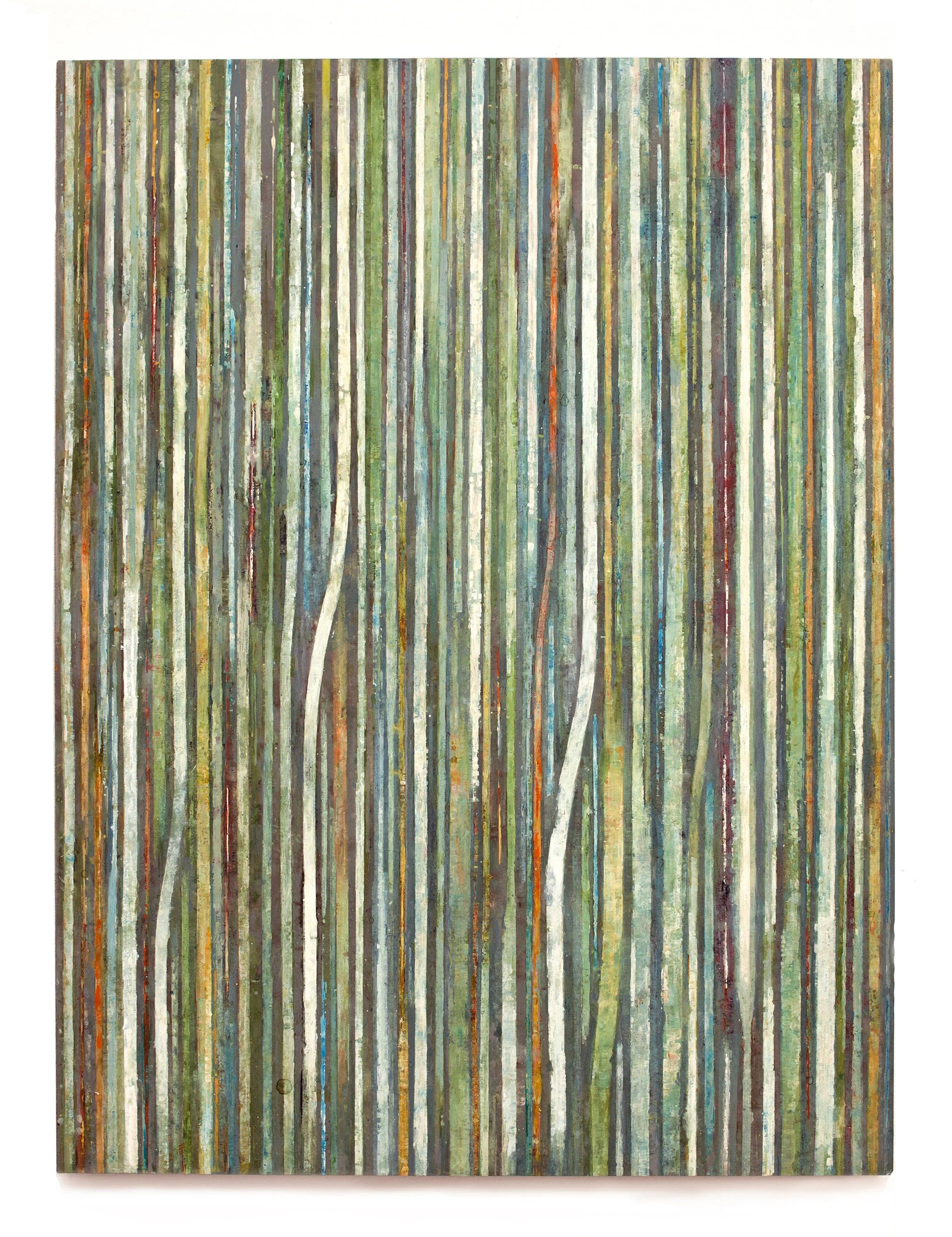  Fieldmarks XXI, 2011 Acrylic ink, watercolor and asphaltum on vellum, on linen, on wood panel 24” x 18” 