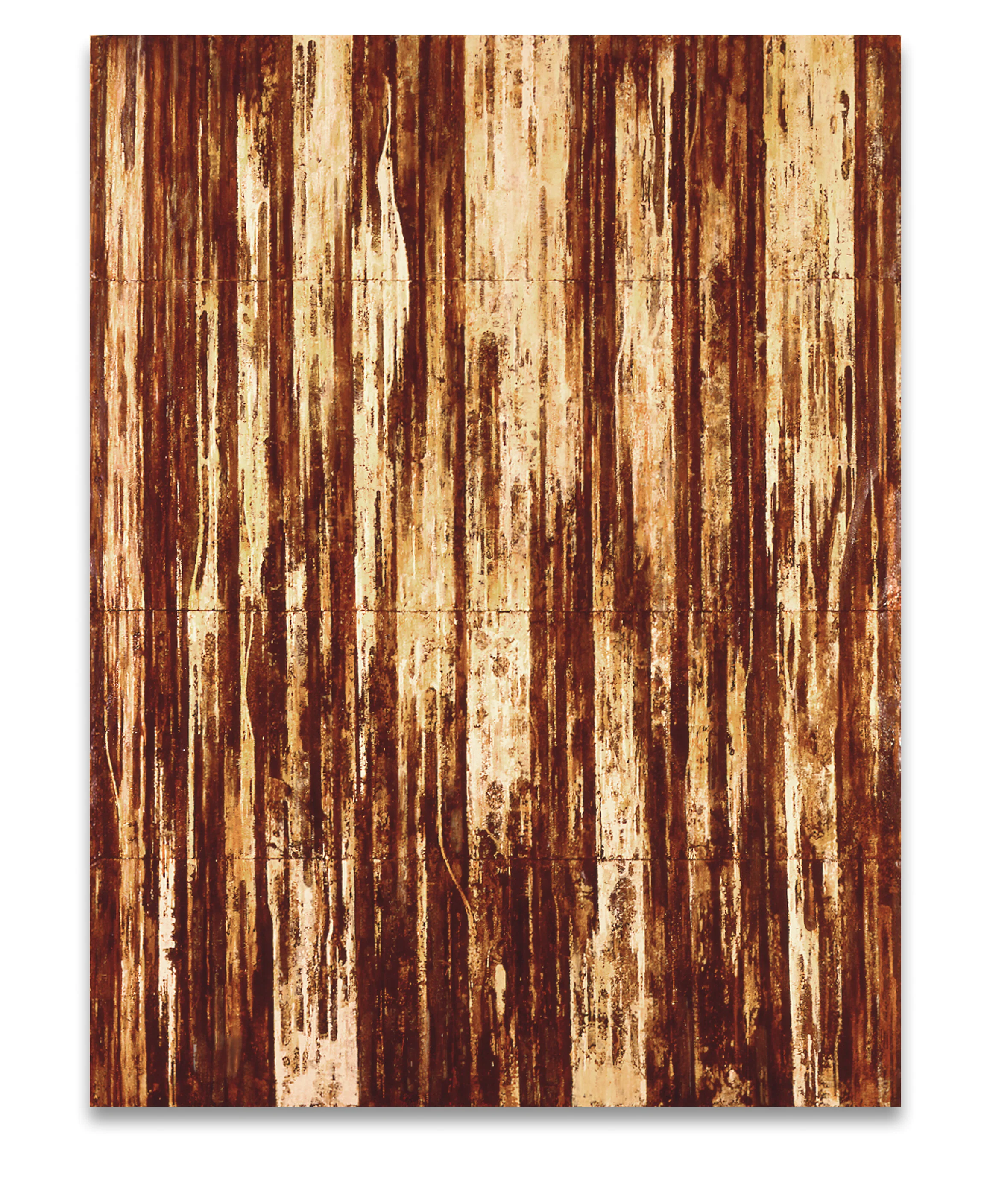  Fieldmarks, 1991 Oil, enamel, pigment, palter and varnish on metal, on wood panel 156.5” x 118” 