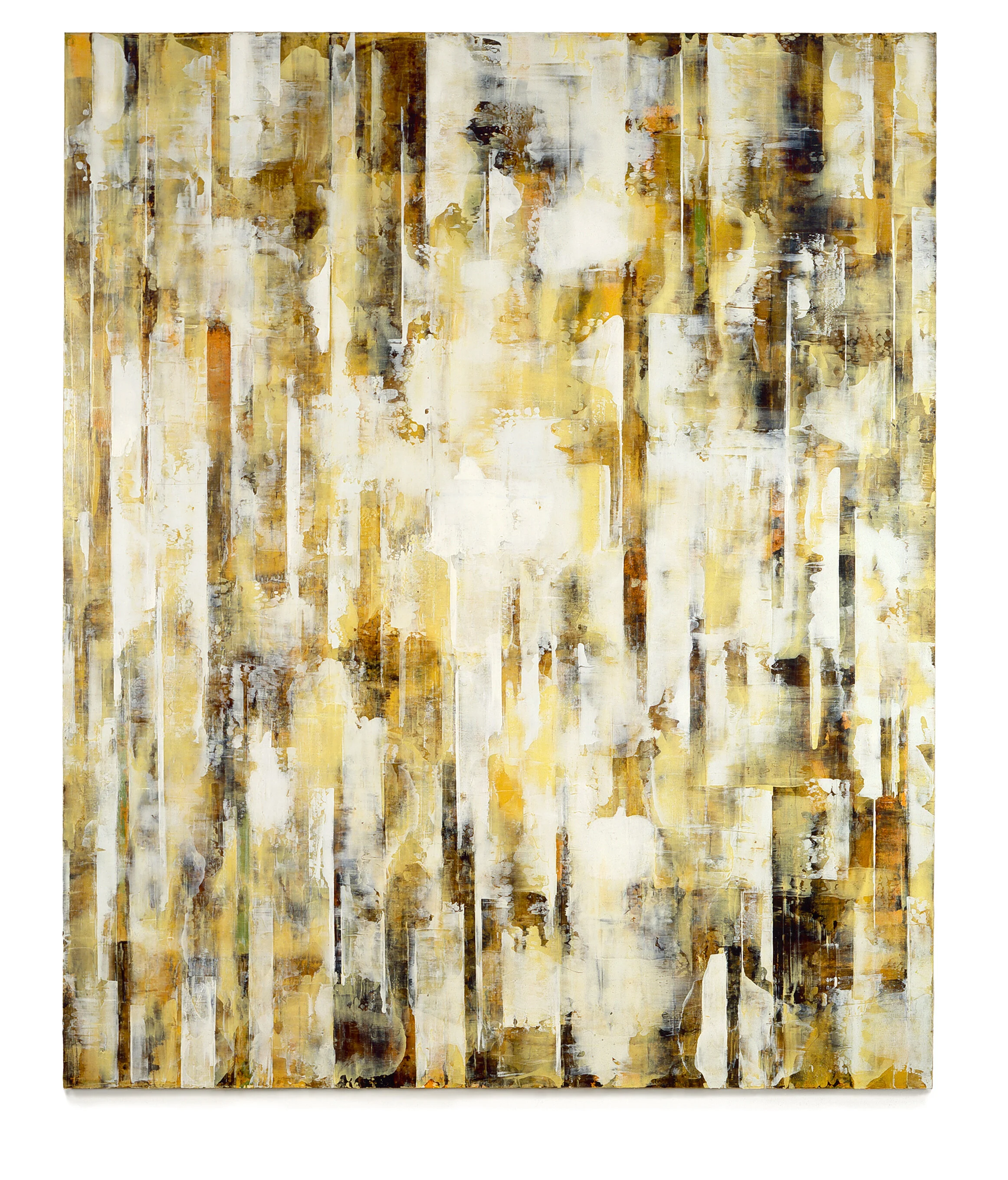  Fieldmarks (riser), 1995 Oil, enamel, acrylic and asphaltum on canvas 104.5” x 87.5” 