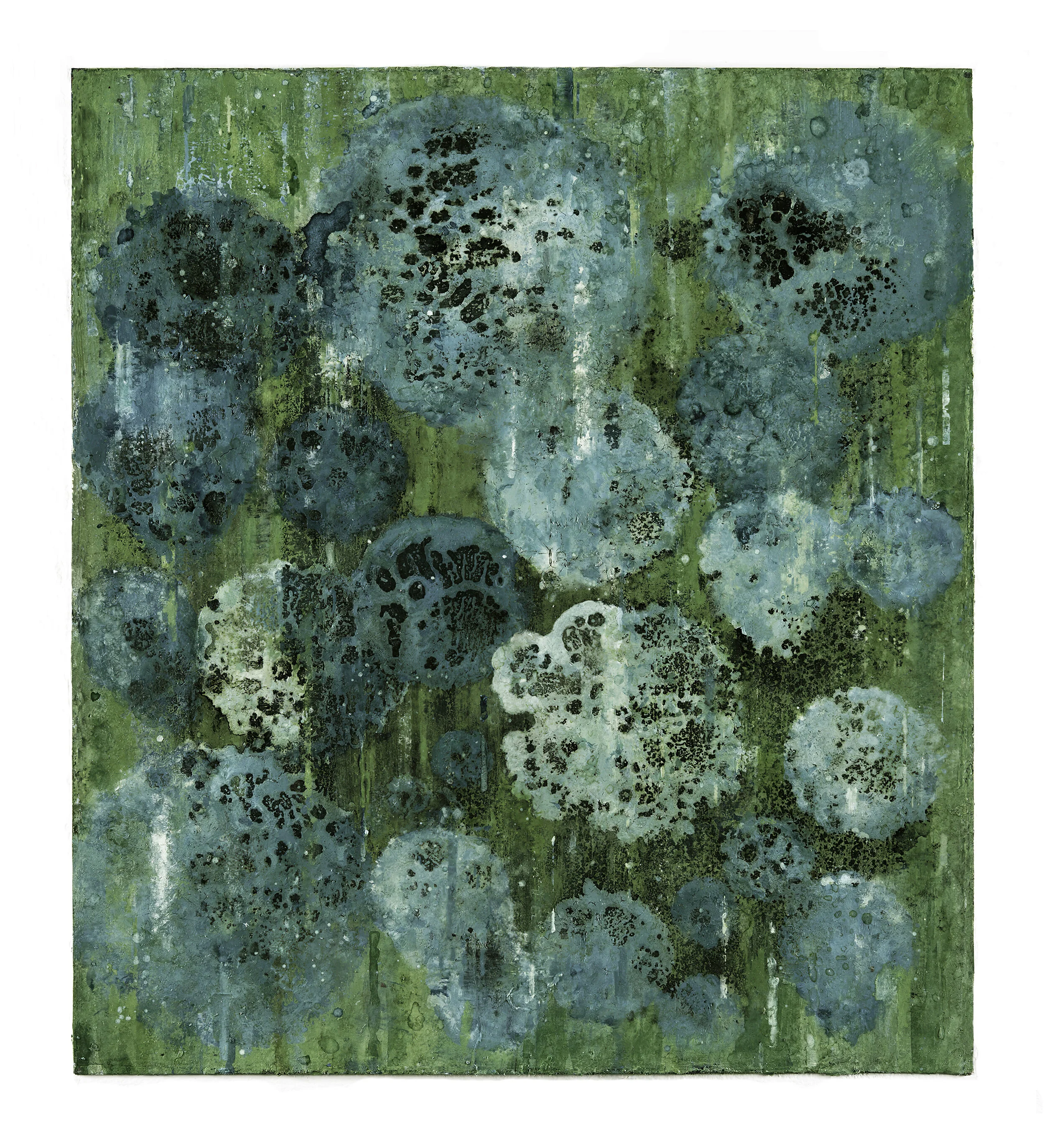  Sections, 2014 Acrylic ink, gouache, watercolor and asphaltum on paper 16” x 14.5” 