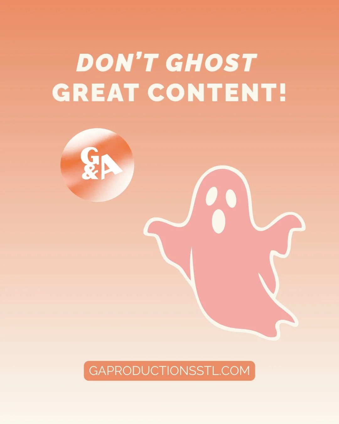Boo! 👻 Just checking in to make sure you haven&rsquo;t ghosted your content again. 

If posting consistently keeps getting pushed to the bottom of the to-do list, we get it. That&rsquo;s where we come in. Photo, video, short-form content + creative 