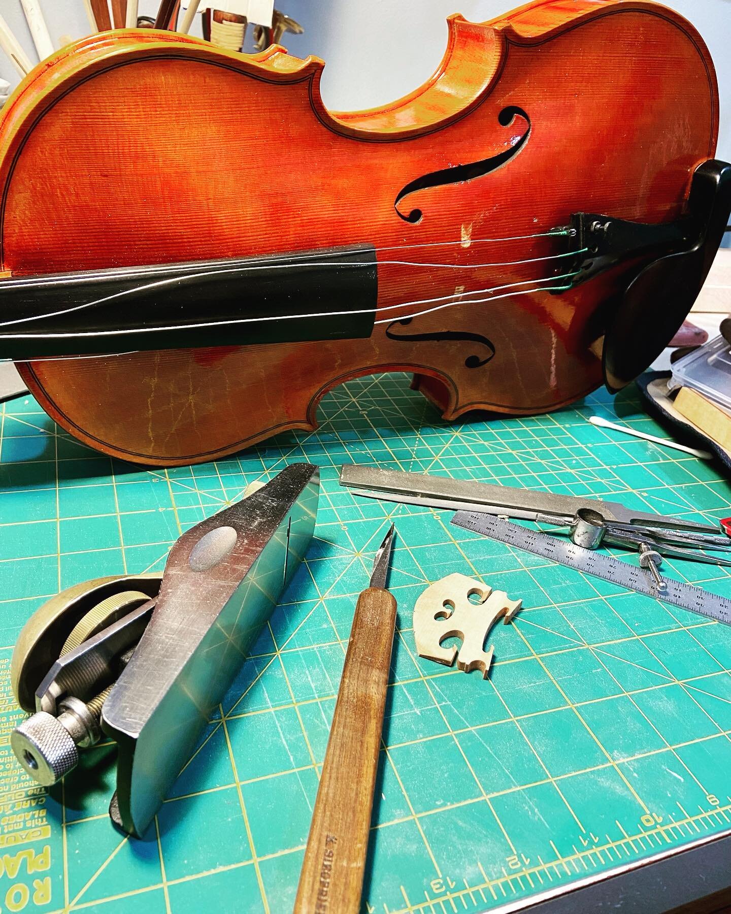A few adjustments needed for this viola before it heads up to @vermontviolins for the Celebrating Women Luthiers exhibit!  This quirky animal will be joining my cello for the last leg of the exhibit. Can&rsquo;t wait to see all the lovely instruments