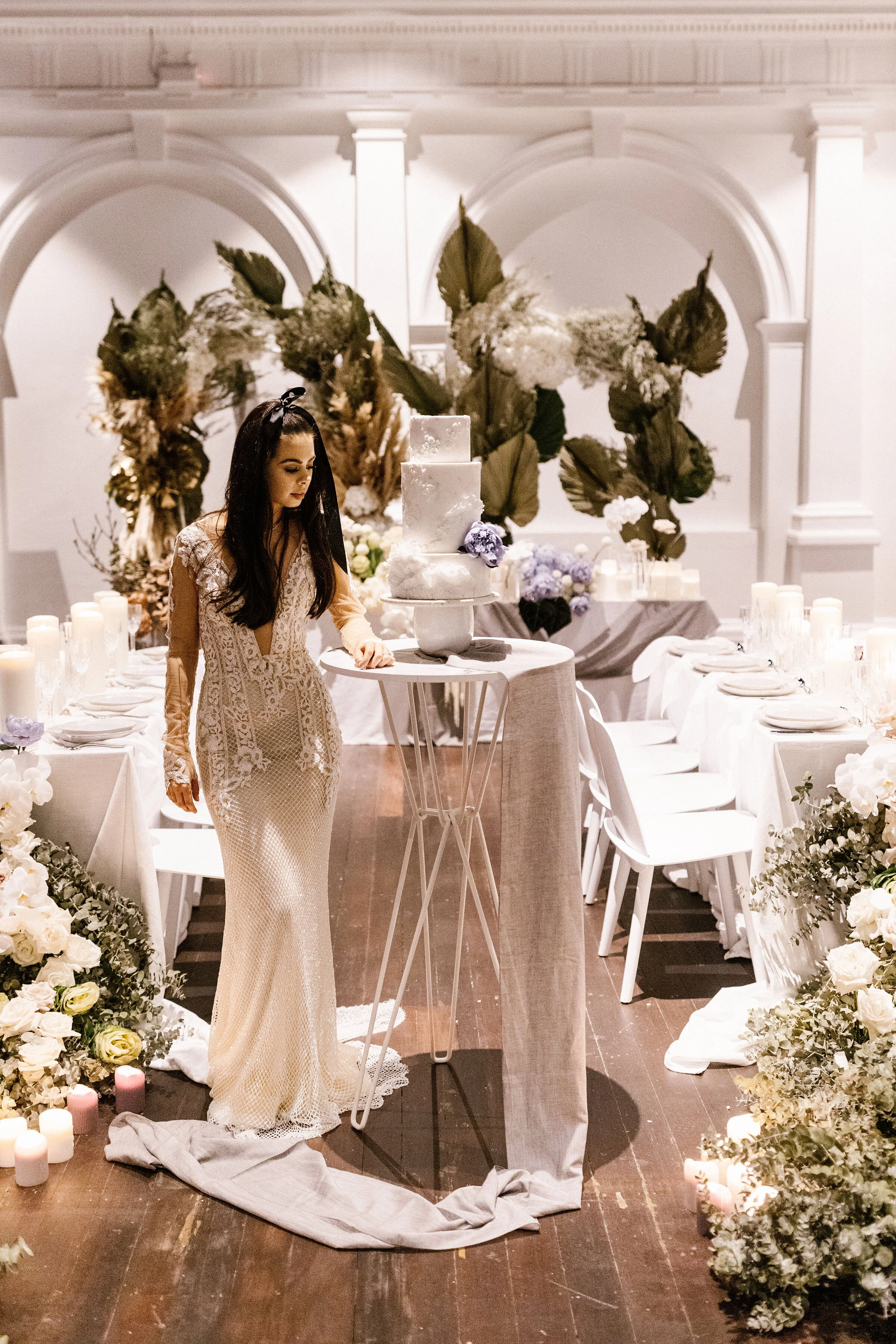  Venue: Moana Hall  Stylist &amp; Florals: Travelling Jaspers (Amber Jasper)  Furniture Hire: M Events Hire  Tableware: Euphoric Events  Food: Fraser’s Events &amp; Catering 