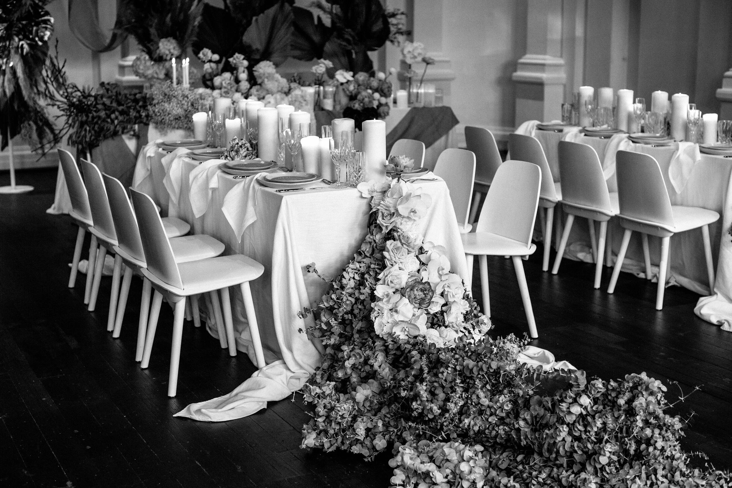  Venue: Moana Hall  Stylist &amp; Florals: Travelling Jaspers (Amber Jasper)  Furniture Hire: M Events Hire  Tableware: Euphoric Events  Food: Fraser’s Events &amp; Catering 