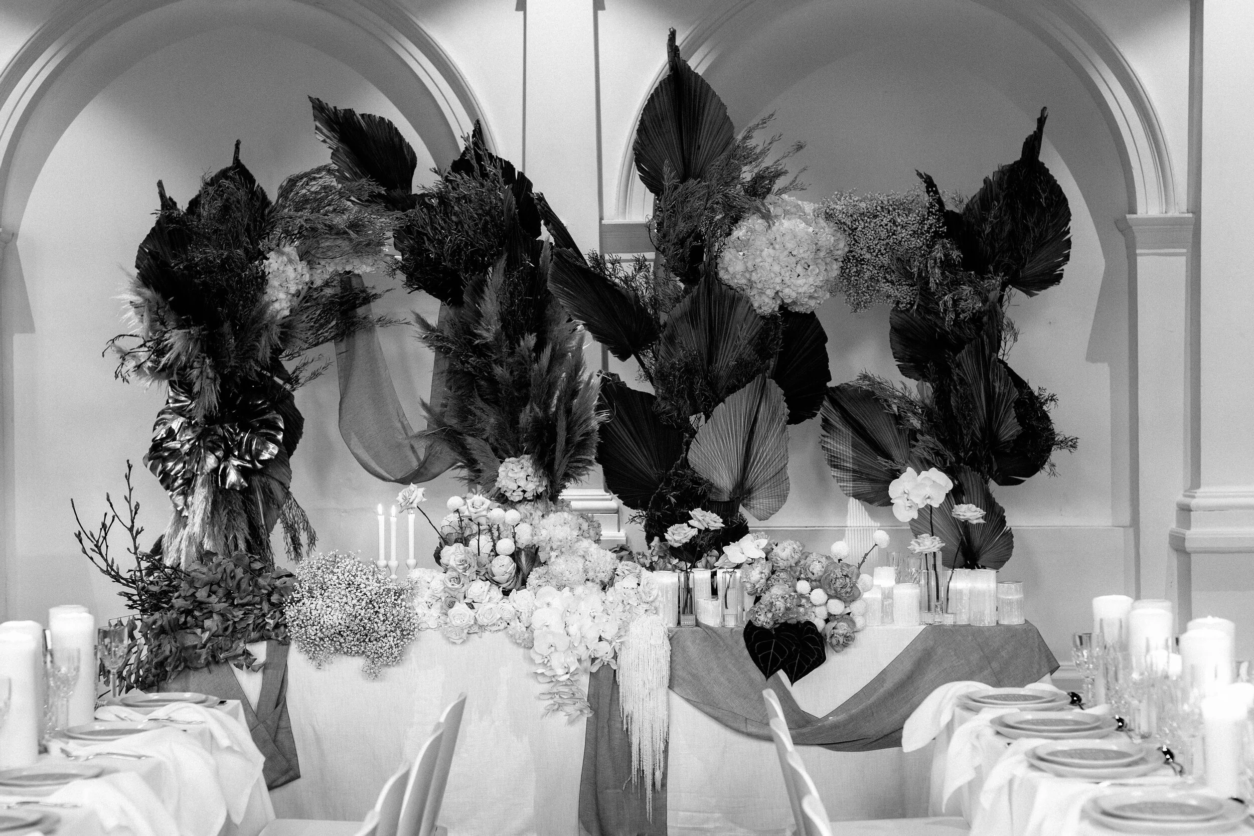  Venue: Moana Hall  Stylist &amp; Florals: Travelling Jaspers (Amber Jasper)  Furniture Hire: M Events Hire  Tableware: Euphoric Events  Food: Fraser’s Events &amp; Catering 