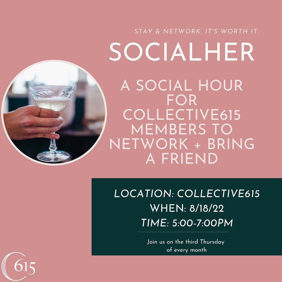 !!! ATTN C615 MEMBERS: SocialHER is here !!! 🥂 

Who&rsquo;s ready to connect with like-minded women within your coworking space? We are hosting a member focused Happy Hour - SocialHER ✨ 

Come enjoy wine and light bites sponsored by our members @ho