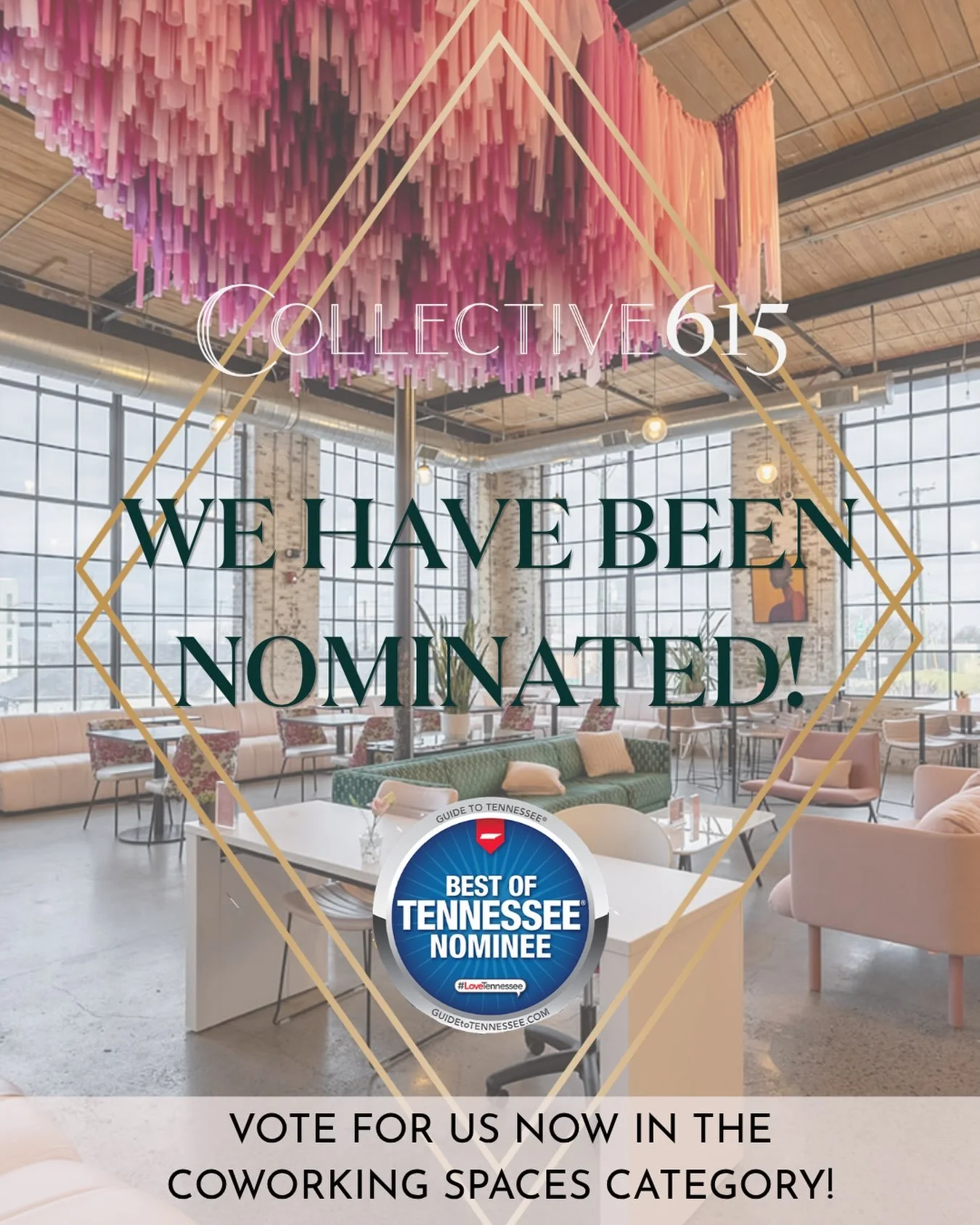We are proud to announce that Collective615&nbsp;has been nominated for Best of Tennessee! ✨

Help us win by voting for us at&nbsp;guidetotennessee.com/best-of/vote/real-estate&nbsp;in the Coworking Spaces category! 

Voting closes Wednesday, Septemb