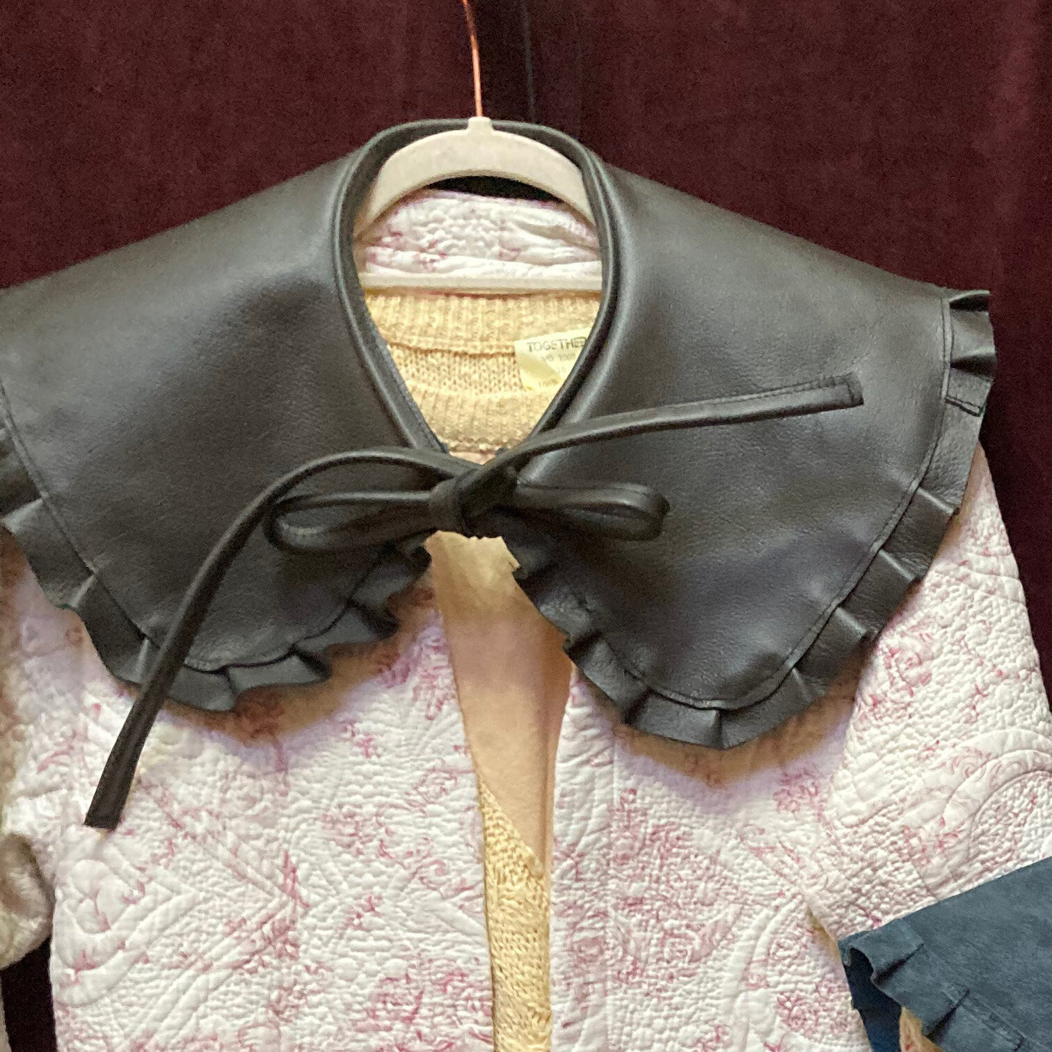 Charcoal Leather Reversible Yoke Collar