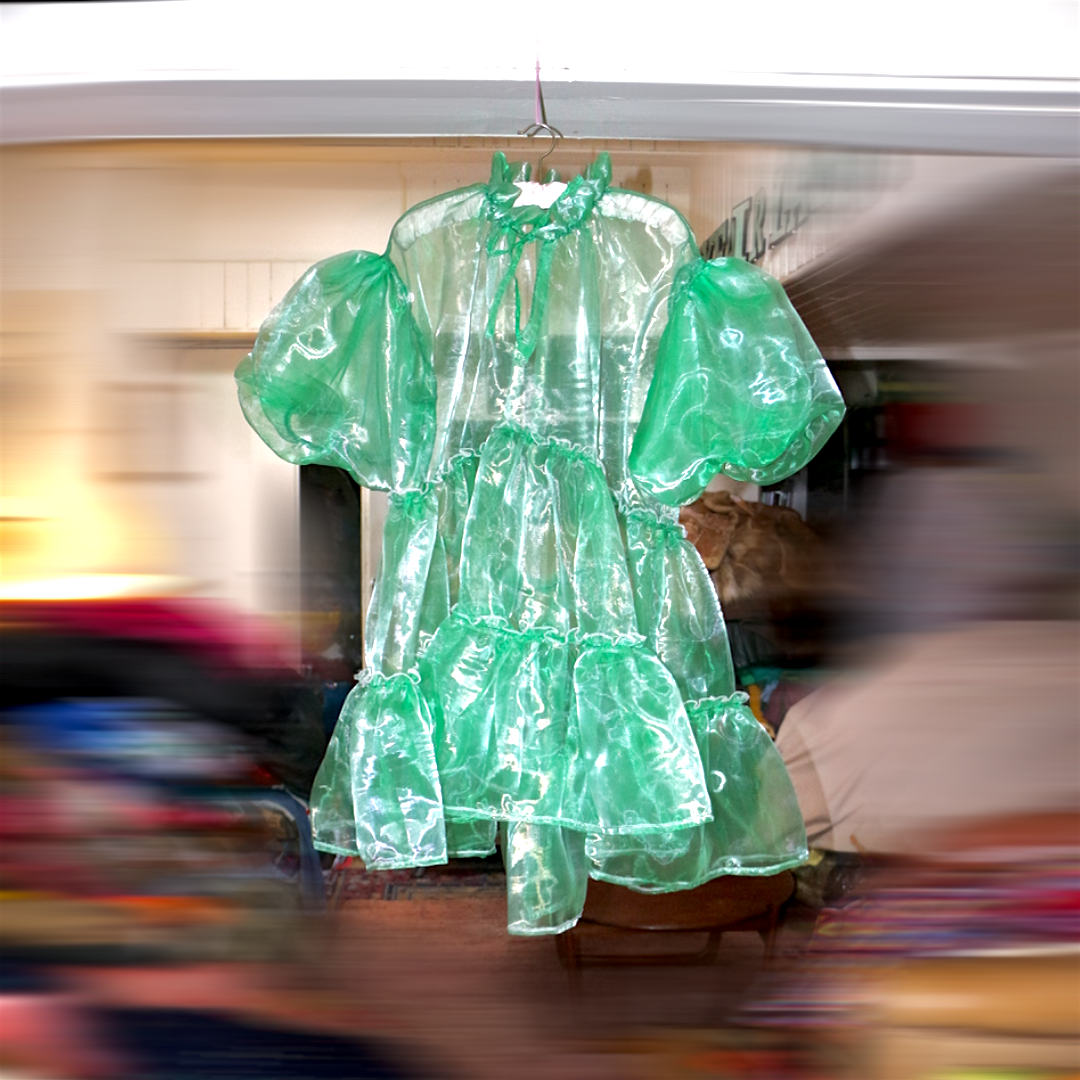 sachin and babi light blue dress Vintage 90's Emerald Green Evening Dress with Rosette Details