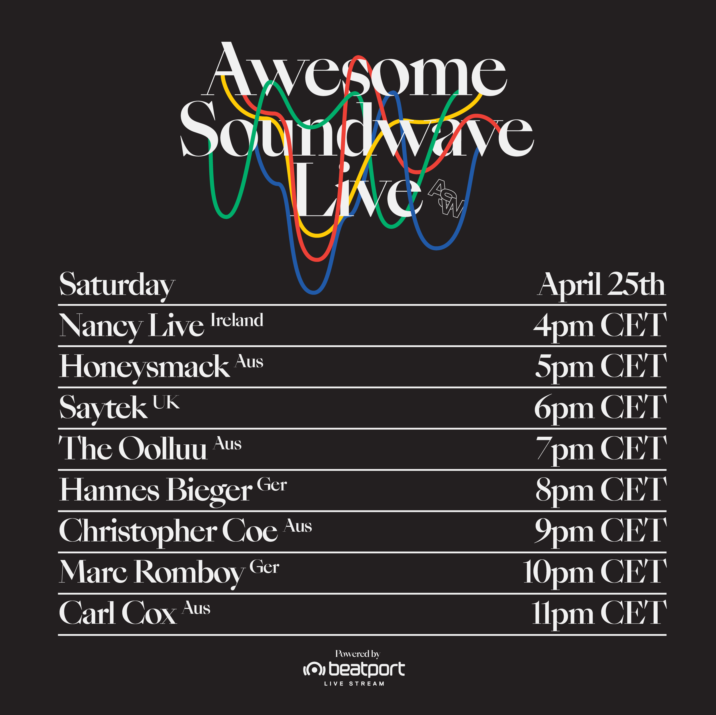 Set times are in for Awesome Soundwave Live!  