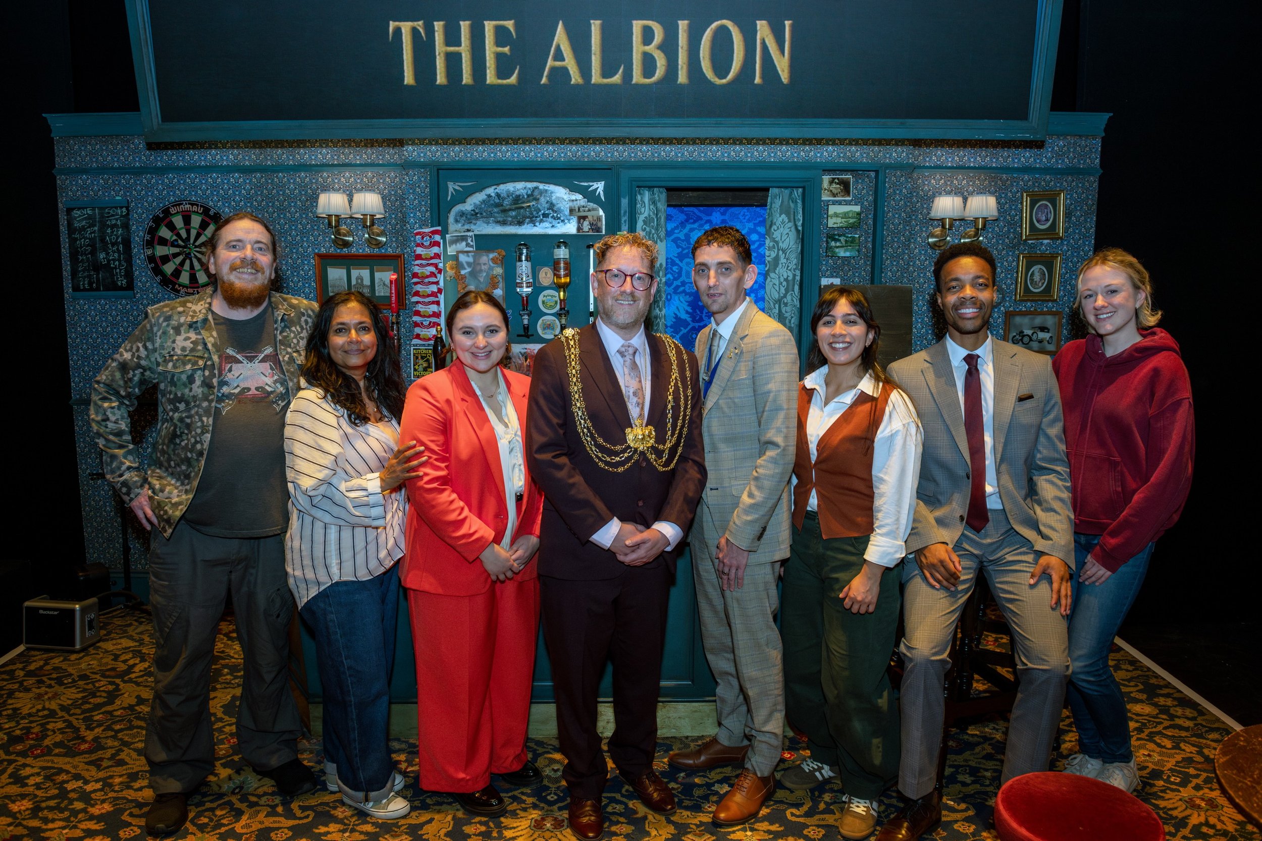Yesterday we celebrated press night with The Mayor of Leeds, Cllr Stephen Holroyd, The Lord Mayor&rsquo;s Consort, and the cast of OUR PUBLIC HOUSE on stage at Leeds Playhouse in a @dashartsco production in association with @leedsplayhouse ahead of a