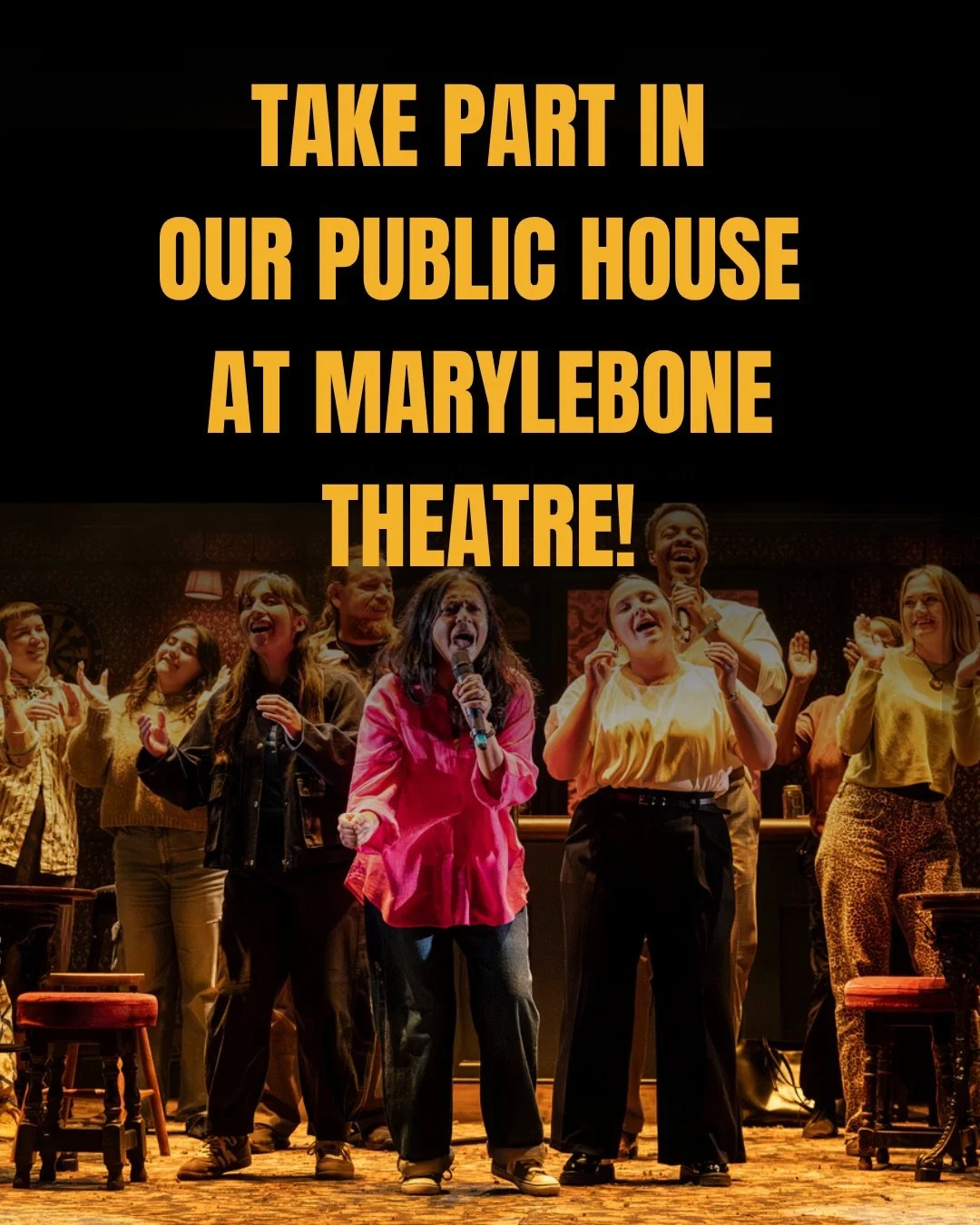 🎭 TAKE PART IN OUR PUBLIC HOUSE AT MARYLEBONE THEATRE! 🎭

We&rsquo;re looking for Londoners aged 18+ to help shape and perform in Our Public House at Marylebone Theatre.

This is a unique opportunity to share your voice, take part in creative works